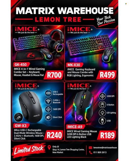 Matrix Warehouse specials. Page 1