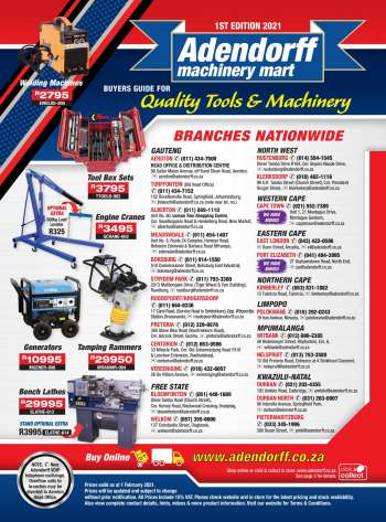 Adendorff Machinery Mart catalogue .