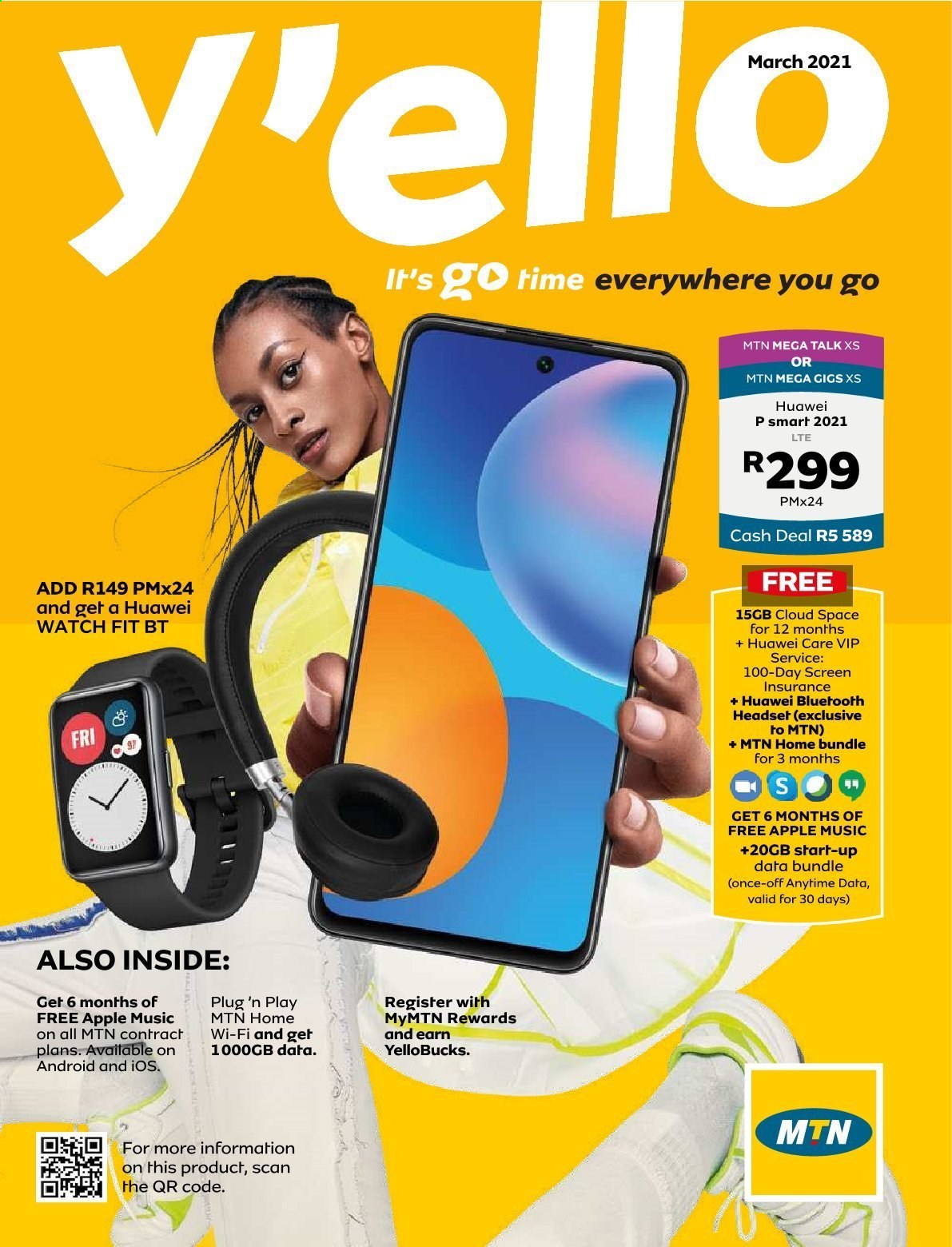 MTN catalogue  - 01/03/2021 - 31/03/2021 - Sales products - Apple, Huawei, headset. Page 1.