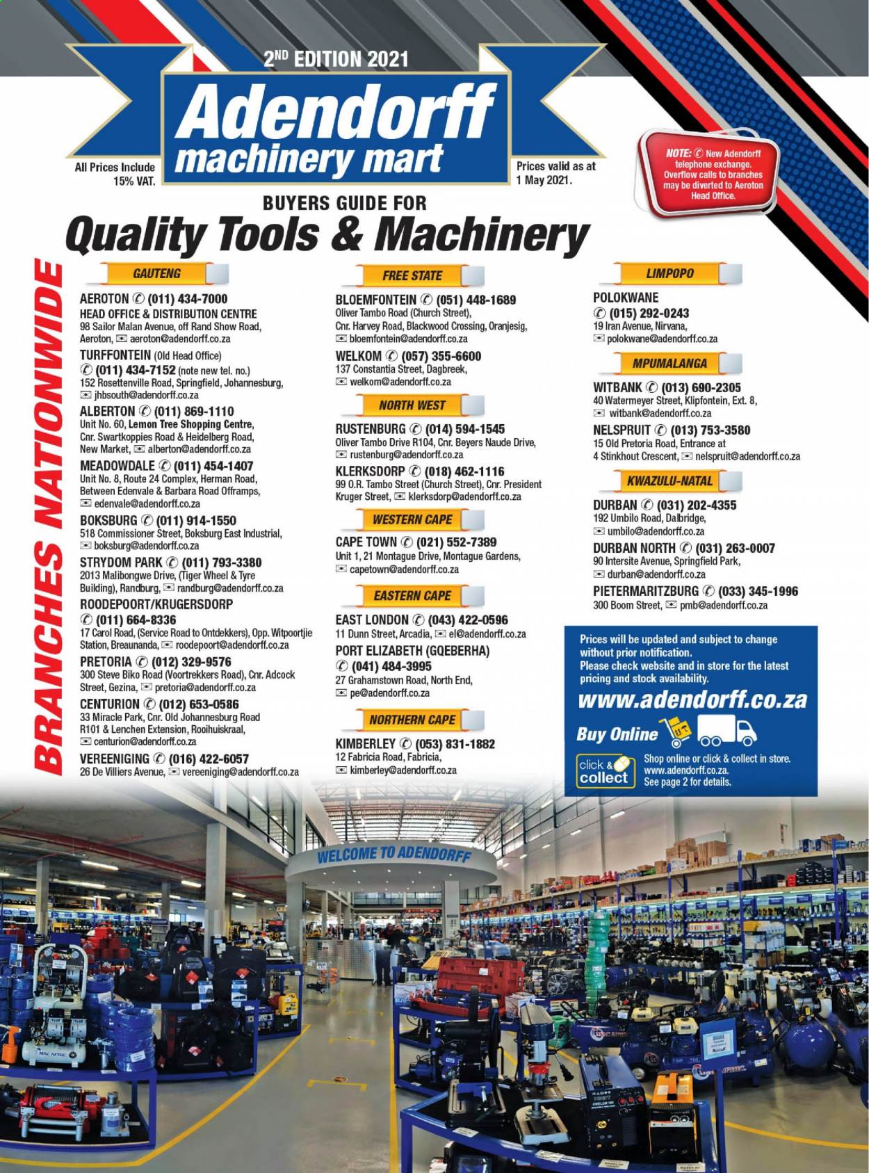 Adendorff Machinery Mart specials. Page 1