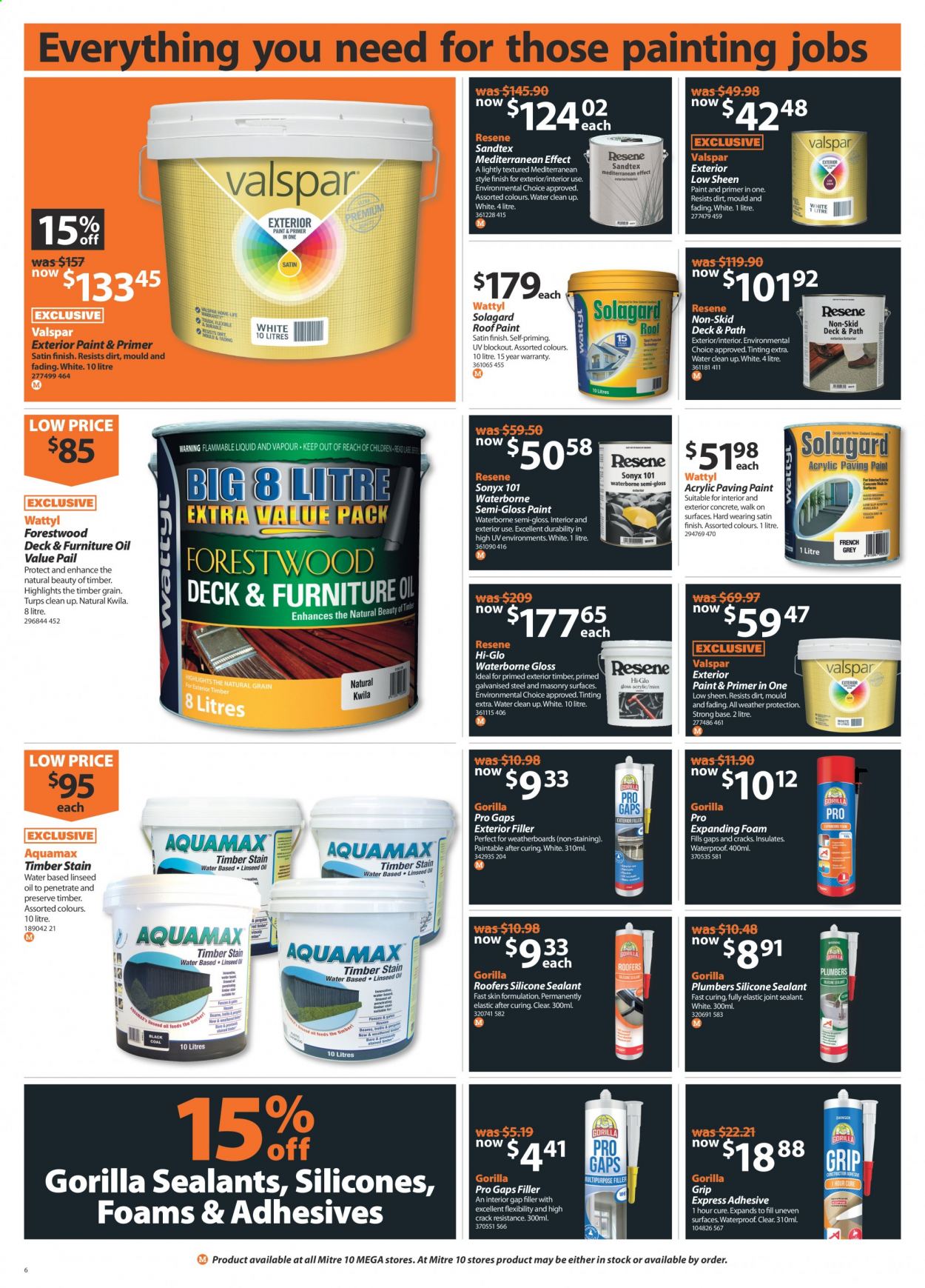 thumbnail - Mitre 10 mailer - 07.01.2021 - 01.02.2021 - Sales products - Valspar, roof paint, adhesive, silicone sealants, paint. Page 6.