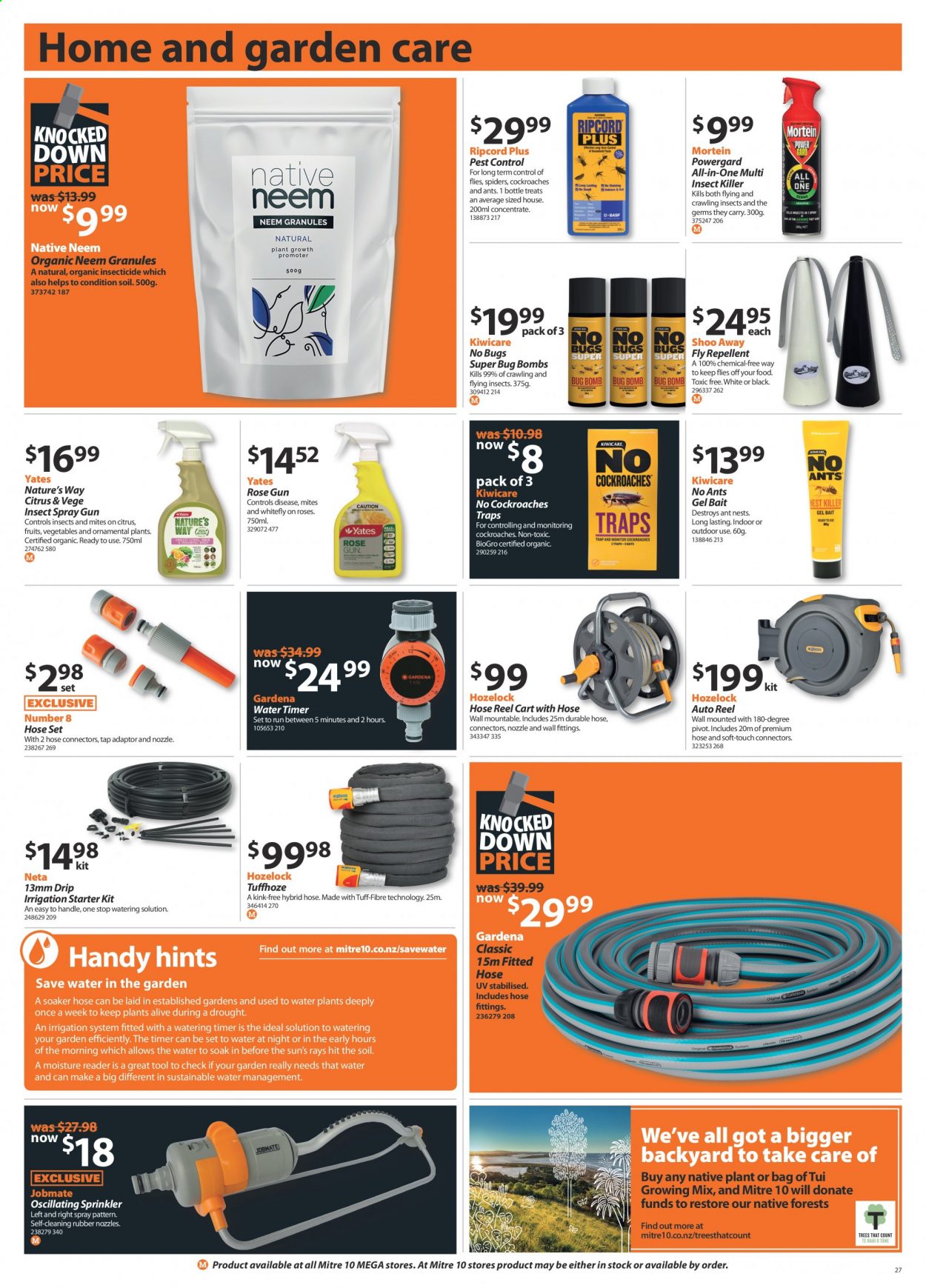 thumbnail - Mitre 10 mailer - 07.01.2021 - 01.02.2021 - Sales products - spray gun, Gardena, rose, Yates, cart, insect killer, hose reel. Page 27.