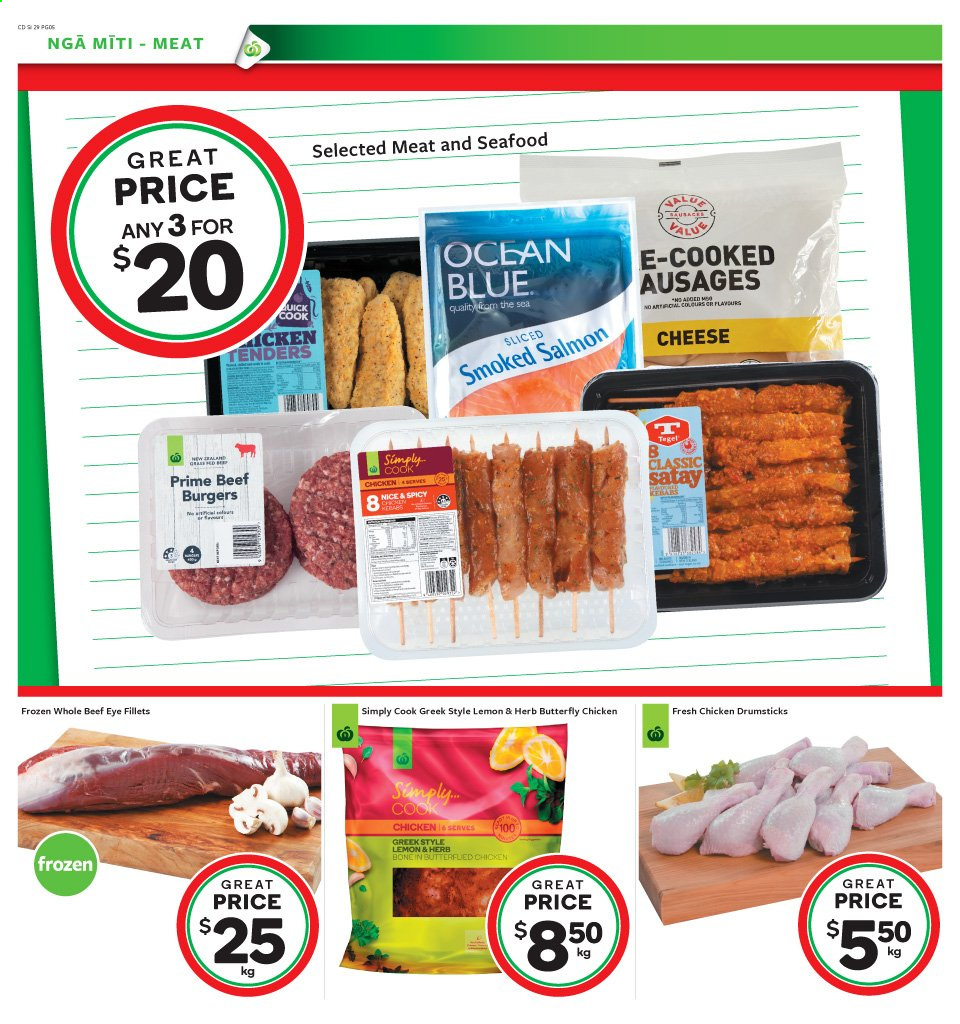 thumbnail - Countdown mailer - 11.01.2021 - 17.01.2021 - Sales products - salmon, smoked salmon, seafood, hamburger, beef burger, sliced cheese, cheese, chicken drumsticks. Page 5.