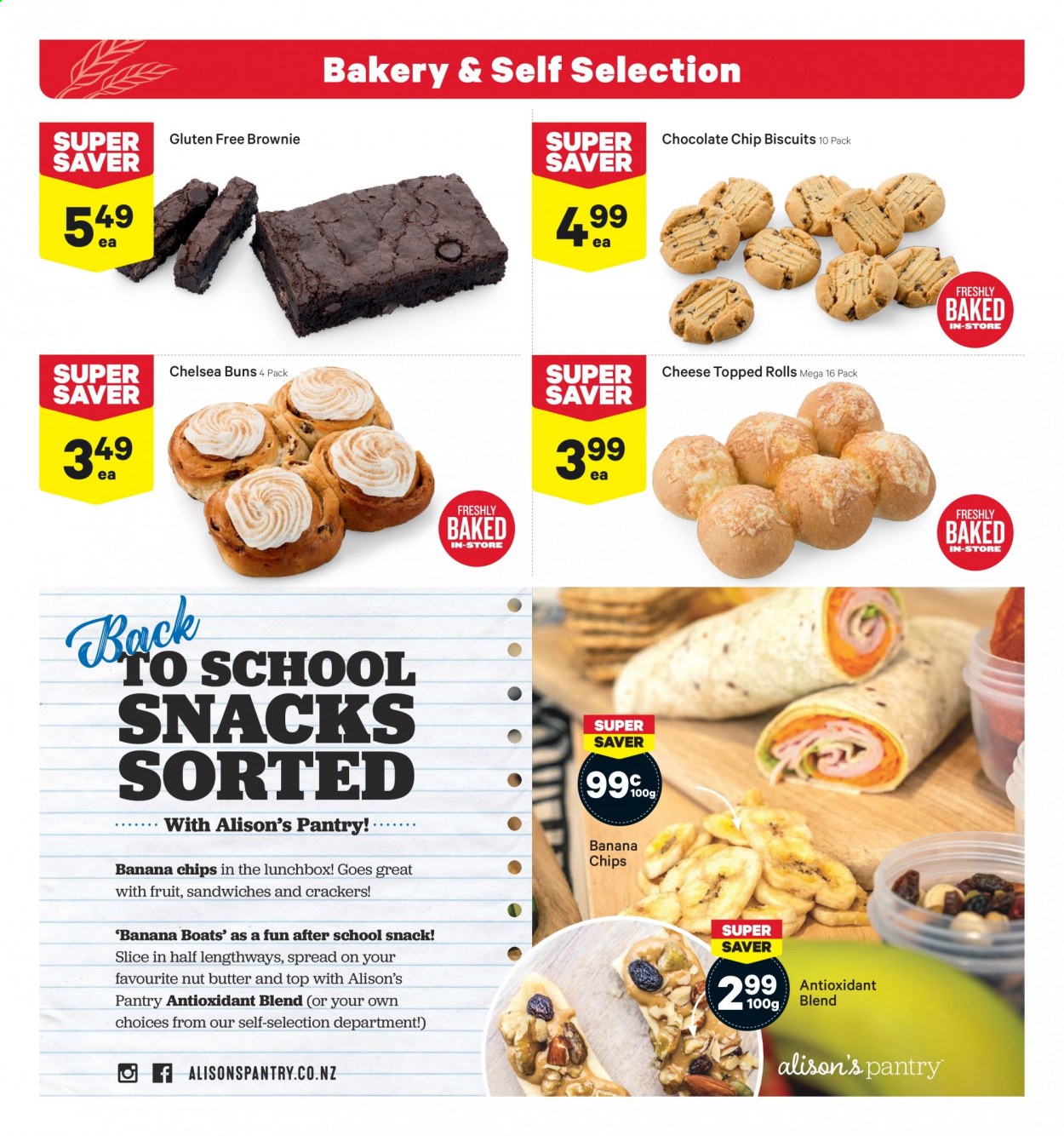 thumbnail - New World mailer - 25.01.2021 - 31.01.2021 - Sales products - brownies, buns, cheese, crackers, biscuit, snack, nut butter, banana chips. Page 8.