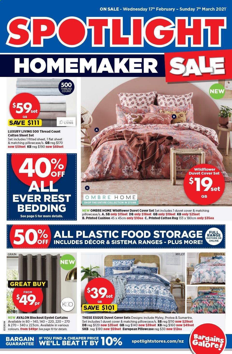 thumbnail - Spotlight mailer - 17.02.2021 - 07.03.2021 - Sales products - bedding, duvet, pillowcase, quilt cover set. Page 1.