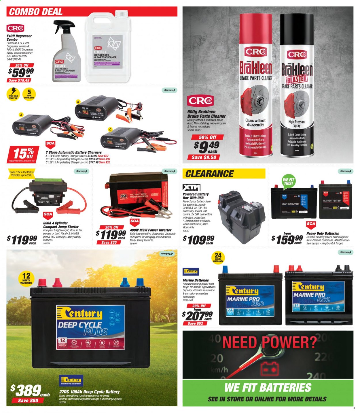 thumbnail - SuperCheap Auto mailer - 25.02.2021 - 07.03.2021 - Sales products - battery box, deep cycle battery, battery charger, starter, degreaser, brake cleaner, cleaner. Page 9.
