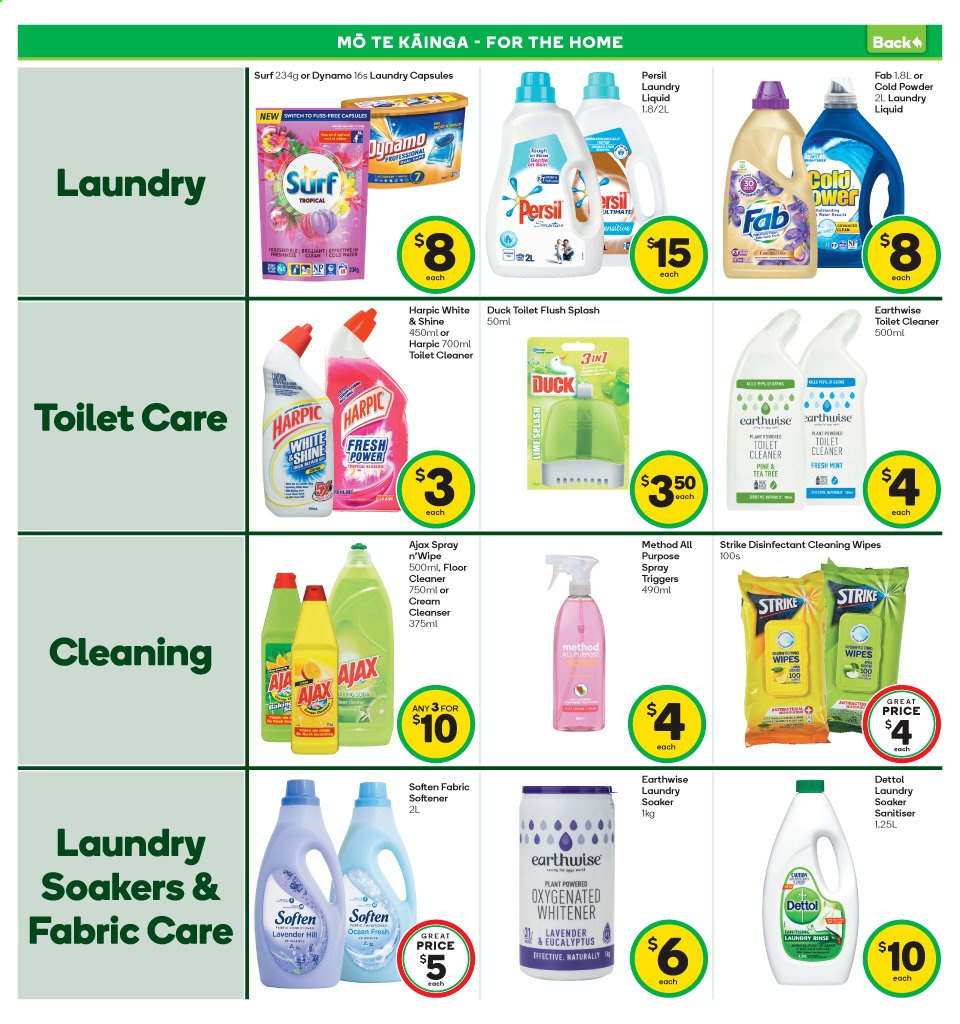 thumbnail - Countdown mailer - 01.03.2021 - 07.03.2021 - Sales products - tea, cleansing wipes, Dettol, wipes, cleaner, desinfection, toilet cleaner, Harpic, Ajax, Persil, fabric softener, Fab, laundry detergent, laundry capsules, Surf, cleanser, soaker, tea tree. Page 27.