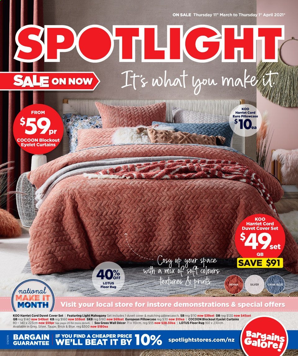 thumbnail - Spotlight mailer - 11.03.2021 - 01.04.2021 - Sales products - duvet, pillowcase, curtain, quilt cover set. Page 1.