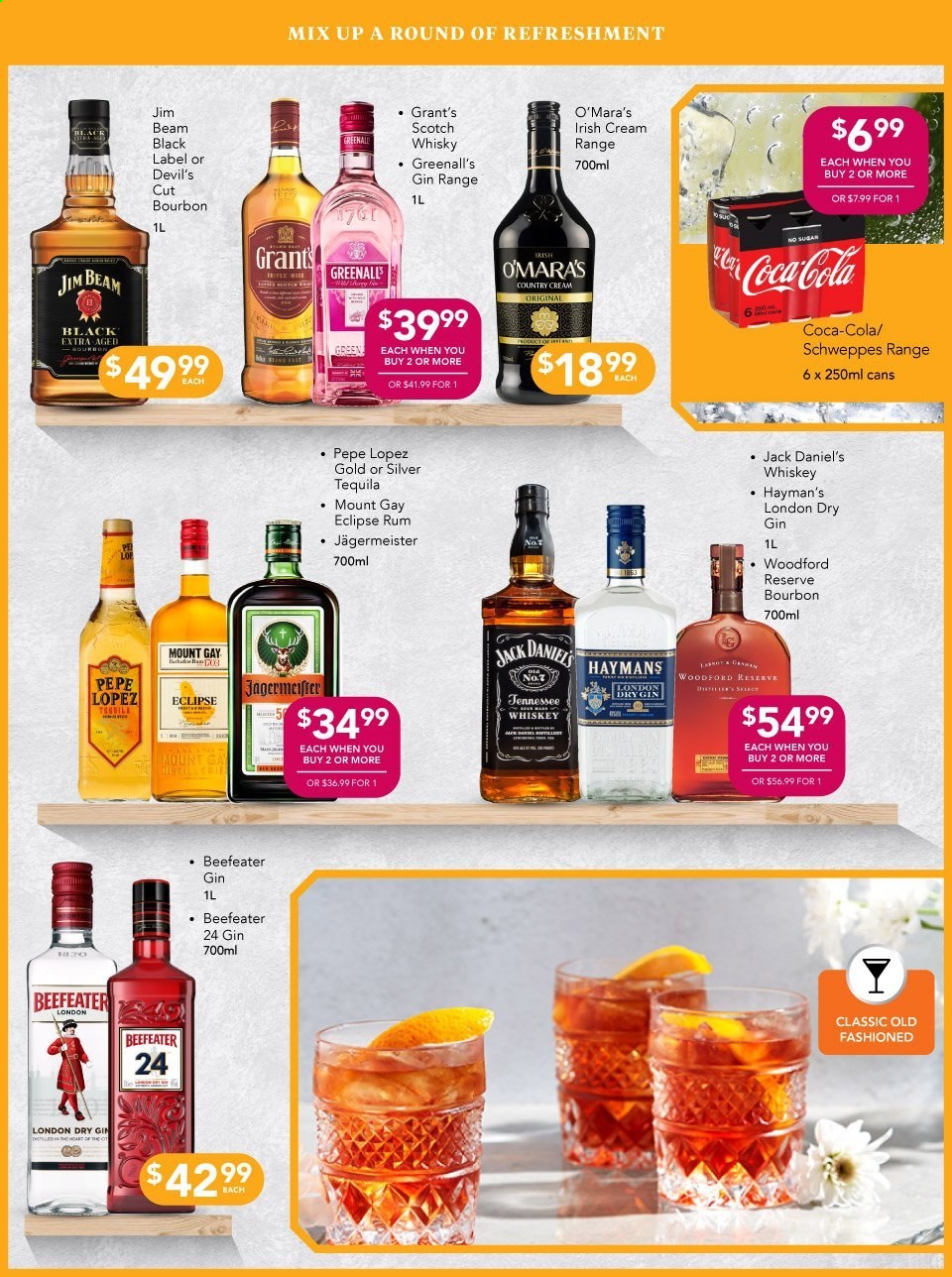thumbnail - Liquorland mailer - 15.03.2021 - 28.03.2021 - Sales products - Coca-Cola, Schweppes, bourbon, gin, rum, tequila, whiskey, irish cream, Jack Daniel's, Grant's, Beefeater, Jägermeister, Jim Beam. Page 4.