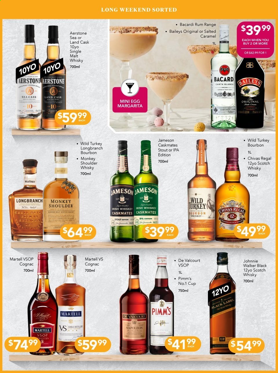 thumbnail - Liquorland mailer - 29.03.2021 - 11.04.2021 - Sales products - Bacardi, bourbon, cognac, rum, whiskey, irish whiskey, Jameson, Baileys, Johnnie Walker, Chivas Regal, bourbon whiskey, scotch whisky, whisky, IPA. Page 5.