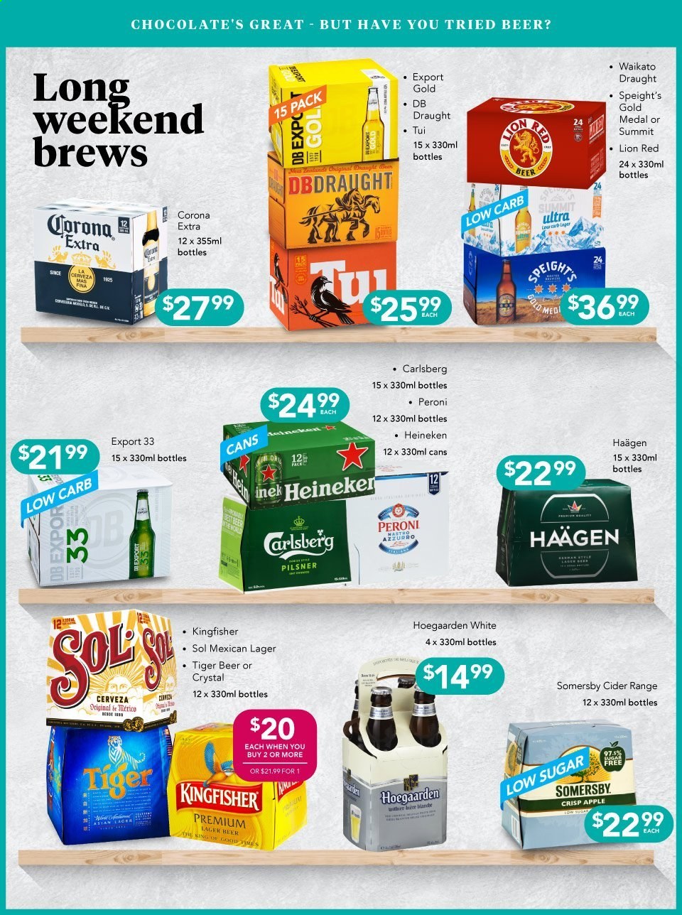 thumbnail - Liquorland mailer - 29.03.2021 - 11.04.2021 - Sales products - Häagen-Dazs, chocolate, apple cider, beer, Corona Extra, Heineken, Carlsberg, Peroni, Sol, Lager. Page 12.