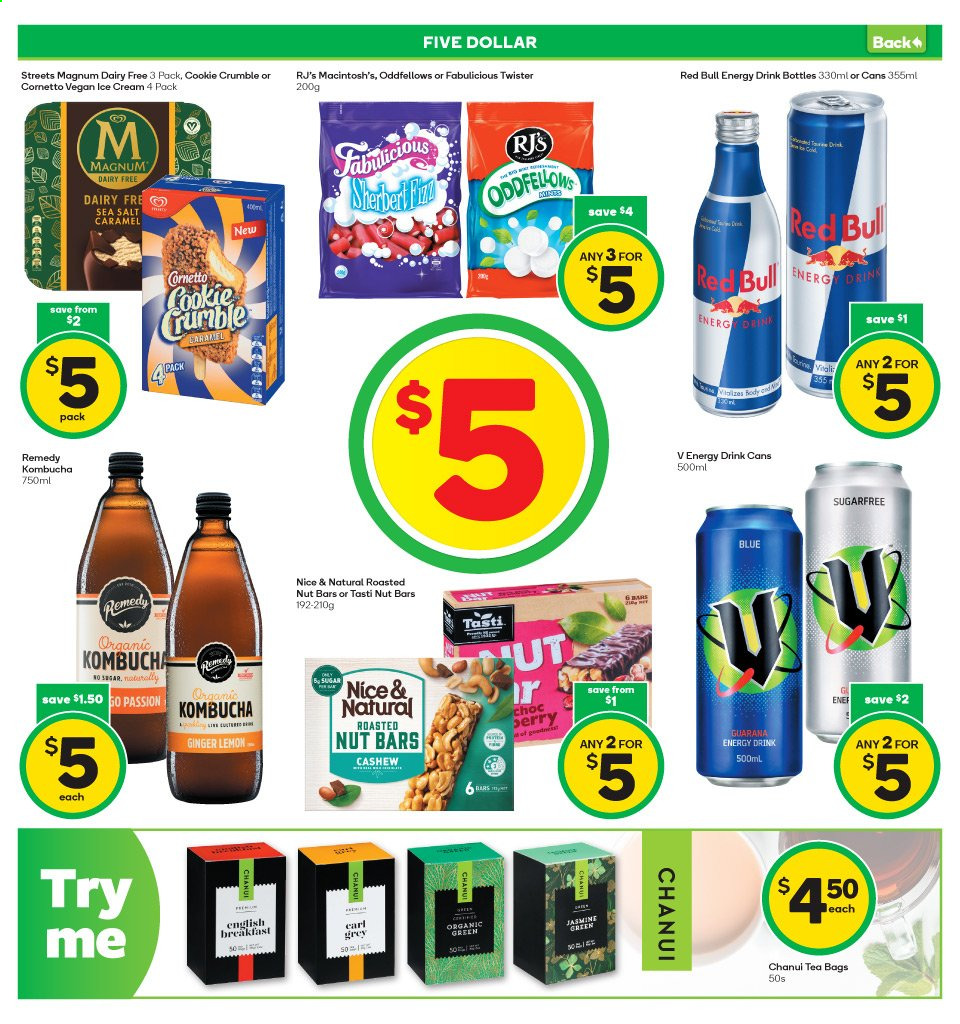 thumbnail - Countdown mailer - 12.04.2021 - 18.04.2021 - Sales products - ginger, Magnum, ice cream, Cornetto, sea salt, nut bar, cashews, energy drink, Red Bull, kombucha, tea bags, Twister. Page 11.
