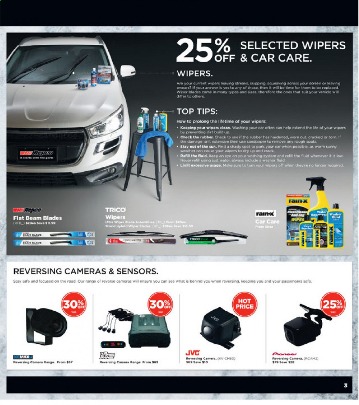 thumbnail - Repco mailer - 12.05.2021 - 25.05.2021 - Sales products - wiper blades, reversing camera, washer fluid. Page 3.
