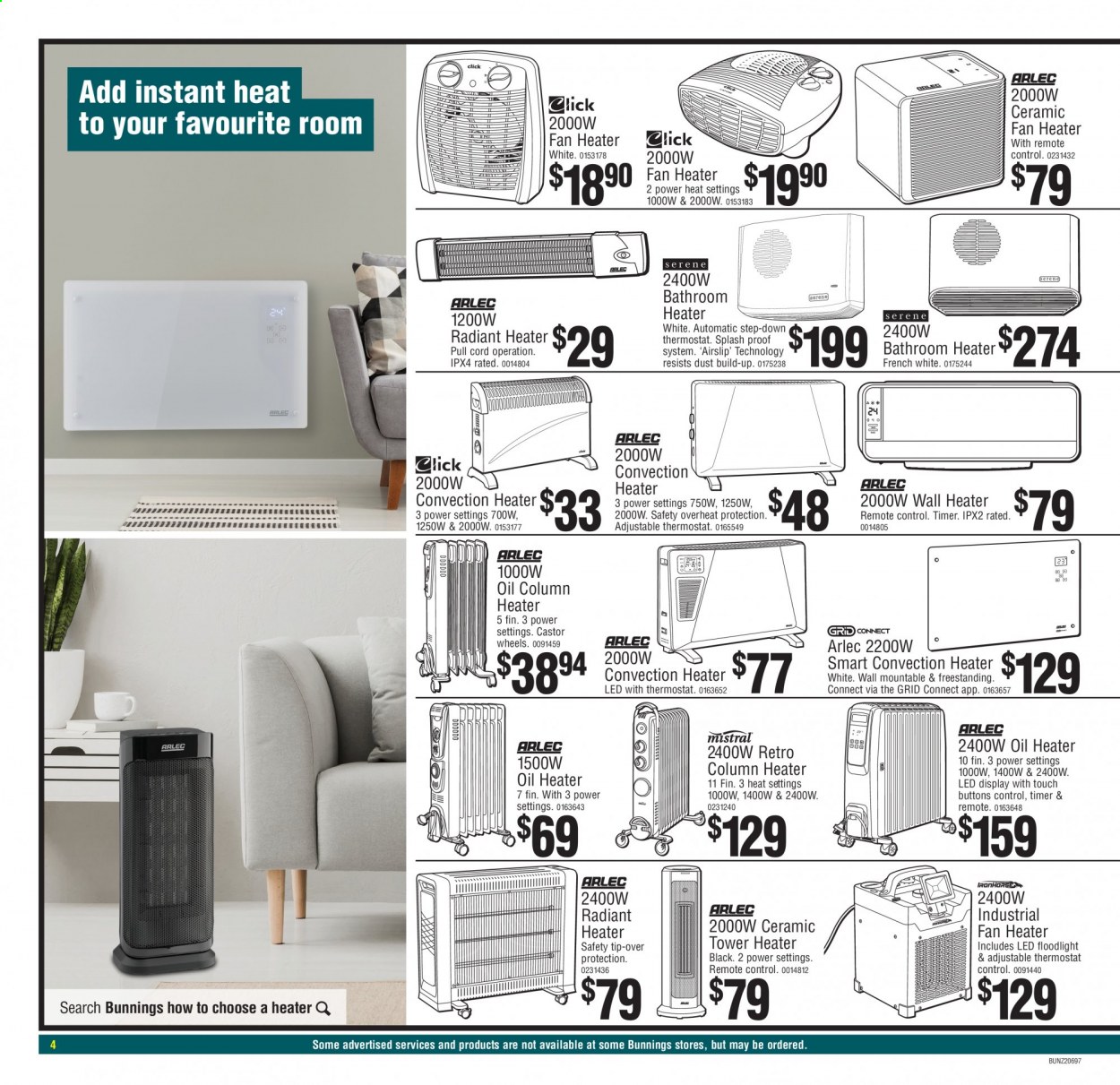 thumbnail - Bunnings Warehouse mailer - 14.05.2021 - 06.06.2021 - Sales products - floodlight, timer, heater, fan heater. Page 4.