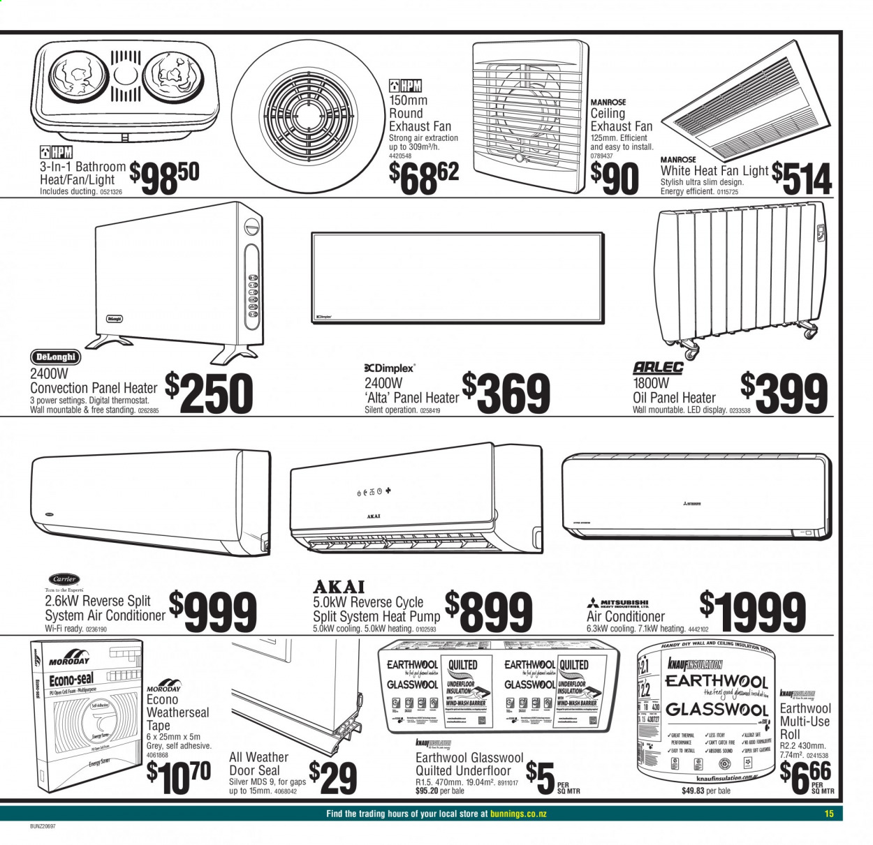 thumbnail - Bunnings Warehouse mailer - 14.05.2021 - 06.06.2021 - Sales products - air conditioner, heater, door, pump. Page 15.