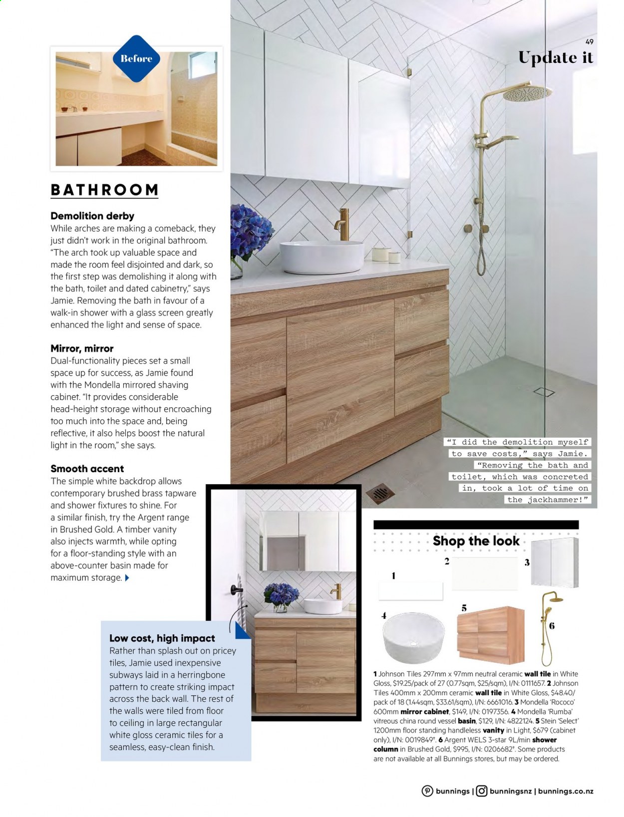 thumbnail - Bunnings Warehouse mailer - Sales products - toilet, cabinet, mirror cabinet, vanity, mirror. Page 49.