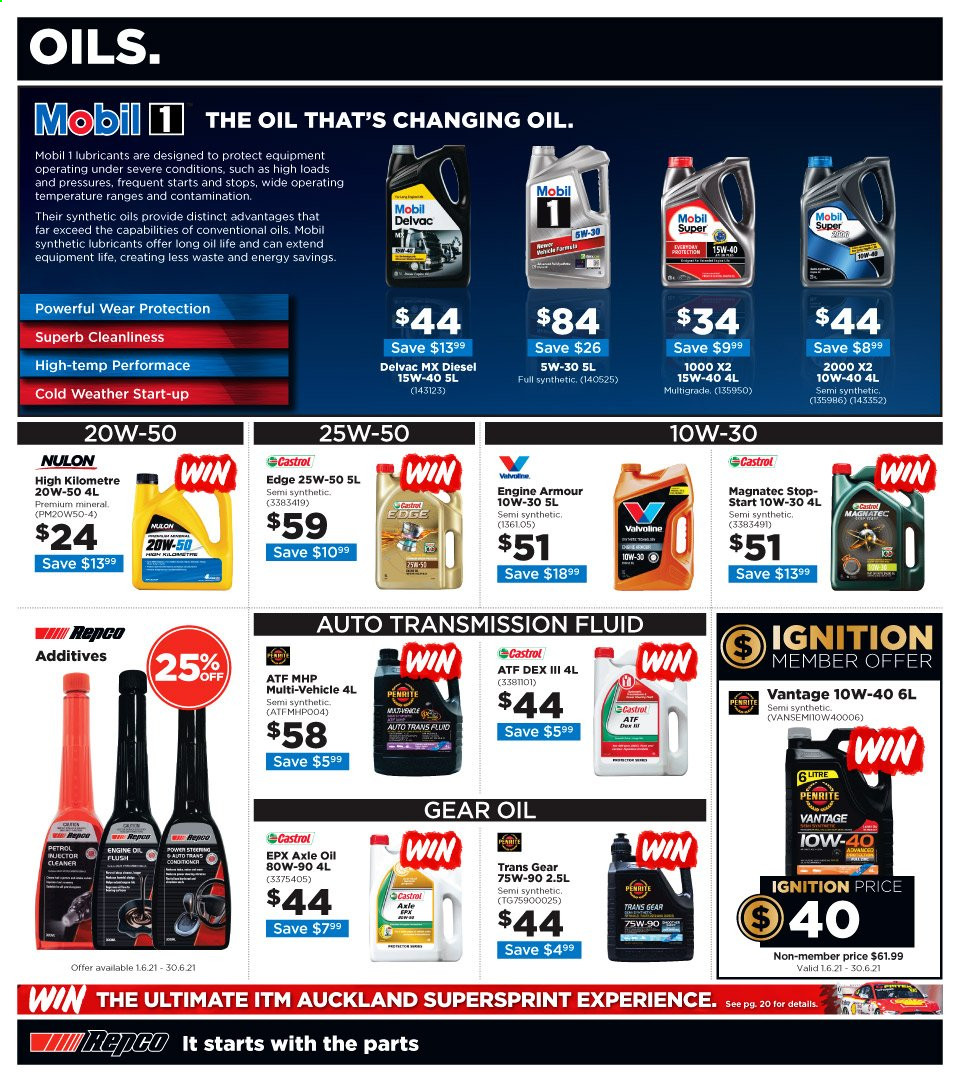 thumbnail - Repco mailer - 09.06.2021 - 22.06.2021 - Sales products - cleaner, Nulon, Penrite, Mobil, transmission fluid, Valvoline, Castrol, Engine Armour. Page 4.