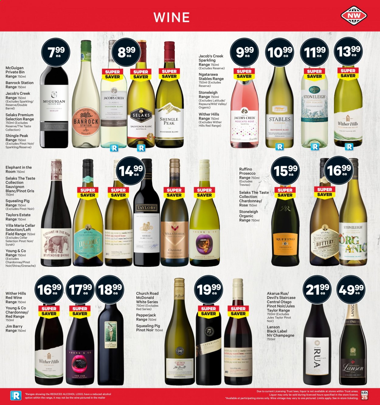 thumbnail - New World mailer - 14.06.2021 - 20.06.2021 - Sales products - Pepper Jack cheese, red wine, white wine, champagne, prosecco, Chardonnay, wine, Pinot Noir, Lanson, Jules Taylor, alcohol, Wither Hills, Syrah, Jacob's Creek, Young & Co, Shiraz, Grenache, Pinot Grigio, Sauvignon Blanc, rosé wine. Page 31.