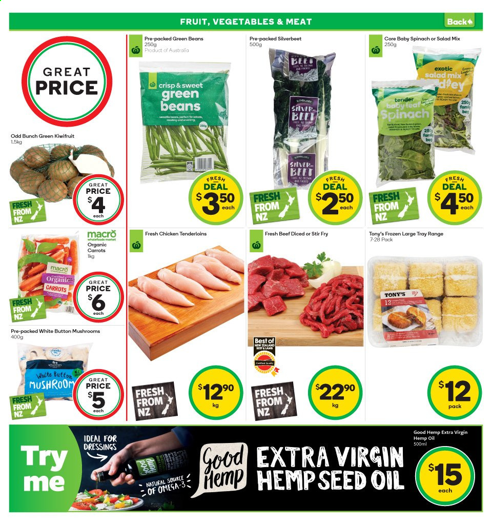 thumbnail - Countdown mailer - 21.06.2021 - 27.06.2021 - Sales products - mushrooms, beans, carrots, green beans, kiwi, extra virgin olive oil, oil, tray, plant seeds, Omega-3. Page 5.