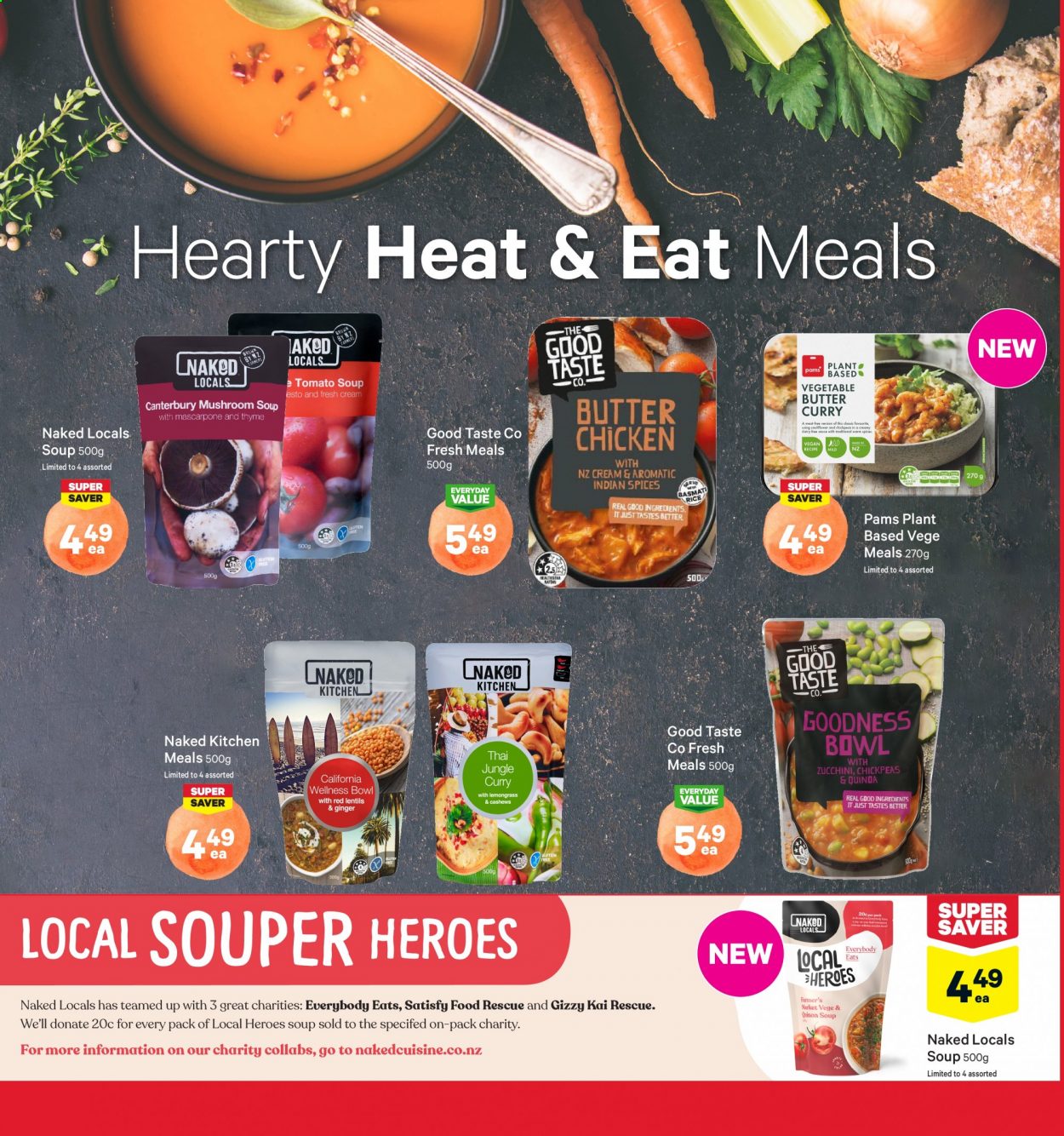 thumbnail - New World mailer - 21.06.2021 - 27.06.2021 - Sales products - zucchini, mushroom soup, tomato soup, soup, wellness bowl, mascarpone, lentils, quinoa, chickpeas, red lentils, cashews. Page 24.