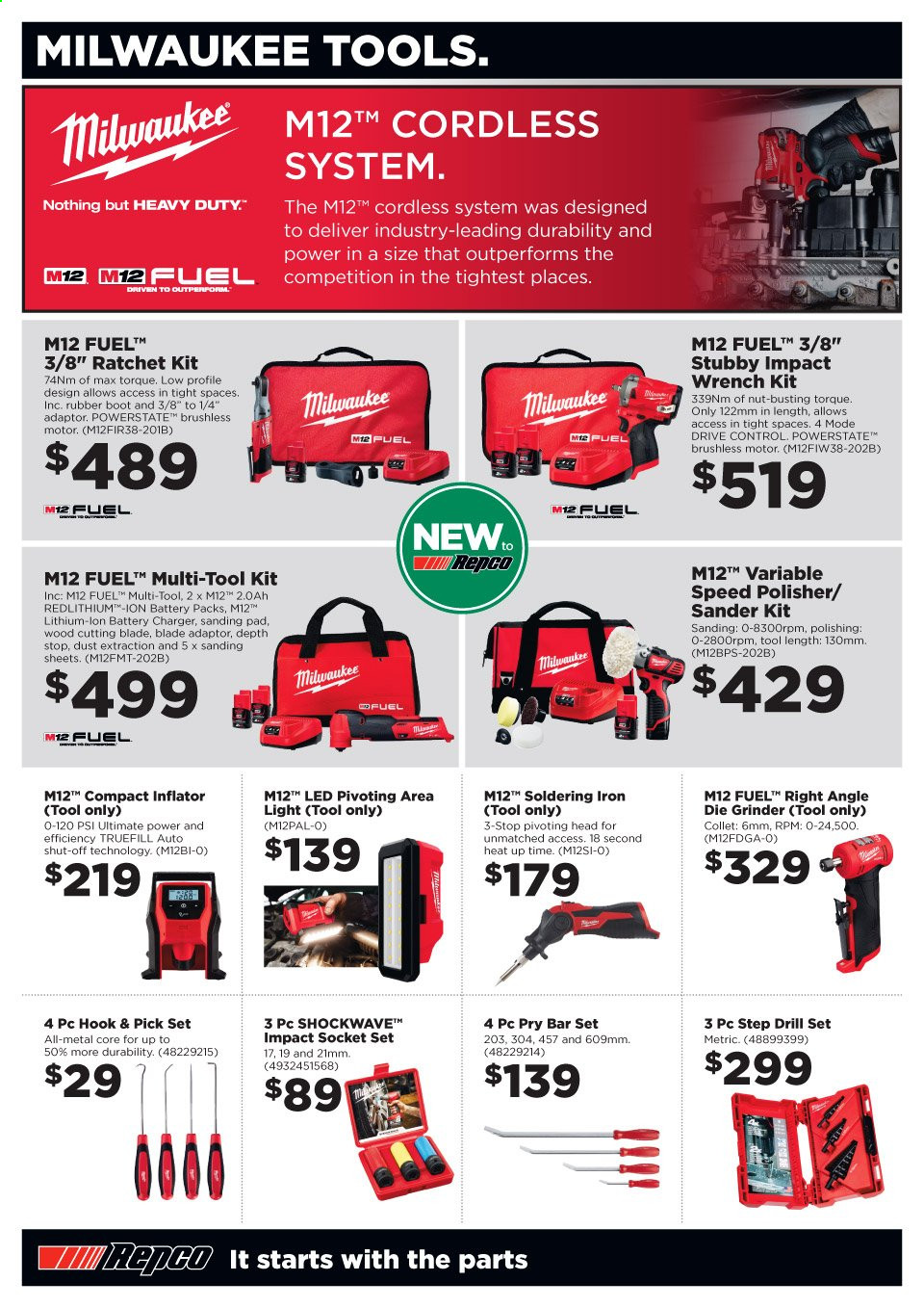thumbnail - Repco mailer - 25.06.2021 - 08.07.2021 - Sales products - soldering iron, Milwaukee, sanding pad, battery charger. Page 4.