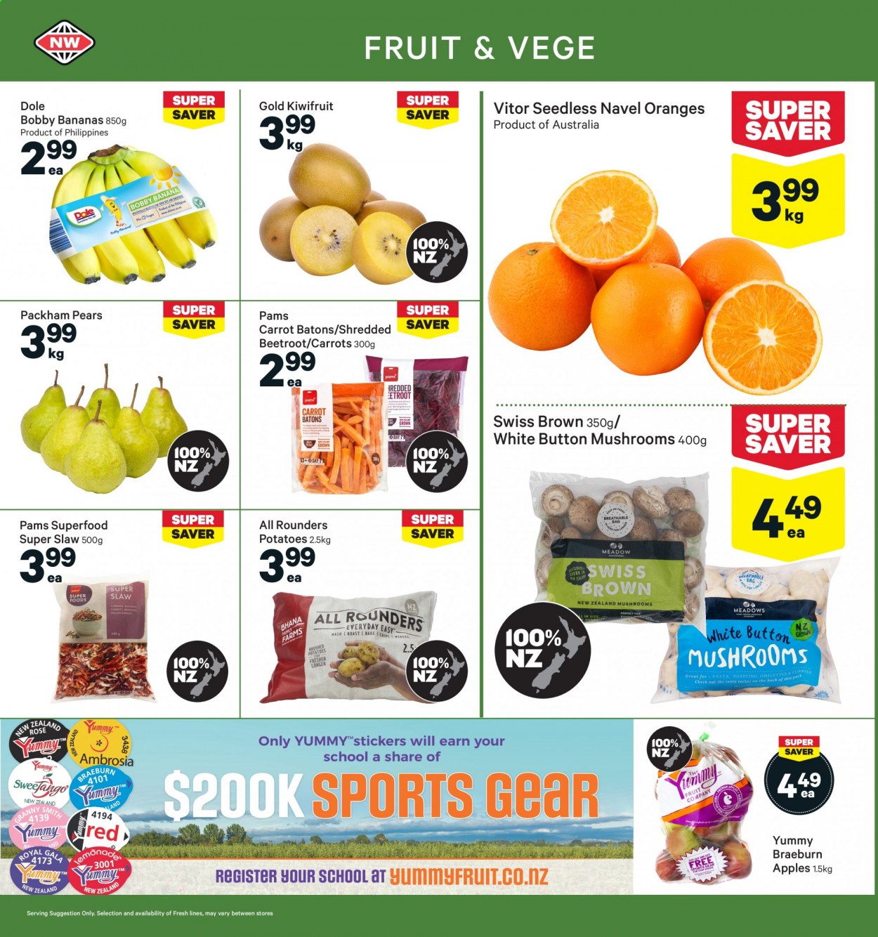 thumbnail - New World mailer - 28.06.2021 - 04.07.2021 - Sales products - potatoes, Dole, bananas, Gala, kiwi, pears, oranges, apples, Granny Smith, navel oranges, pasta, wine, rosé wine. Page 10.