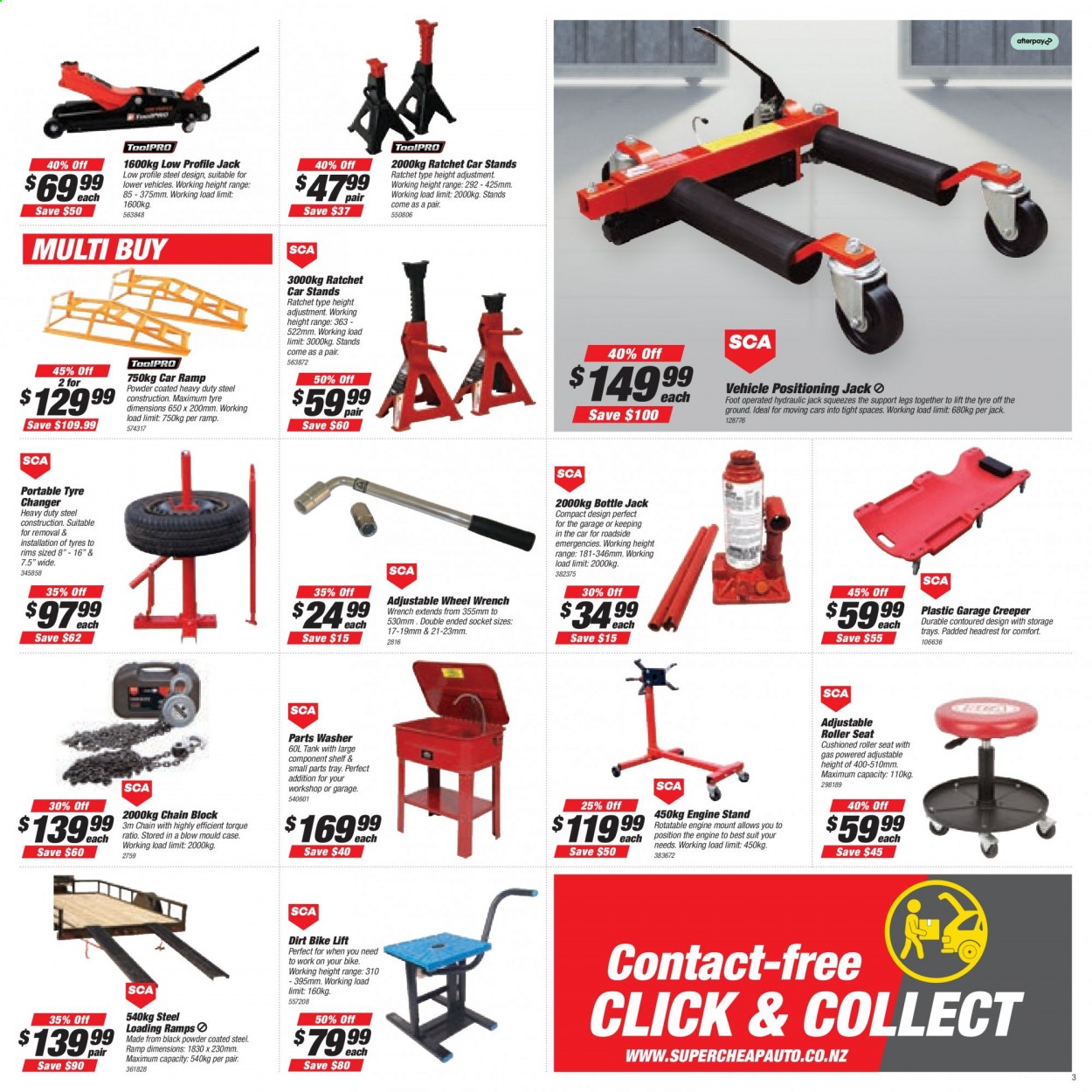 thumbnail - SuperCheap Auto mailer - 01.07.2021 - 11.07.2021 - Sales products - wrench, car ramps, low profile jack, tyre changer, vehicle positioning jack, tires. Page 3.