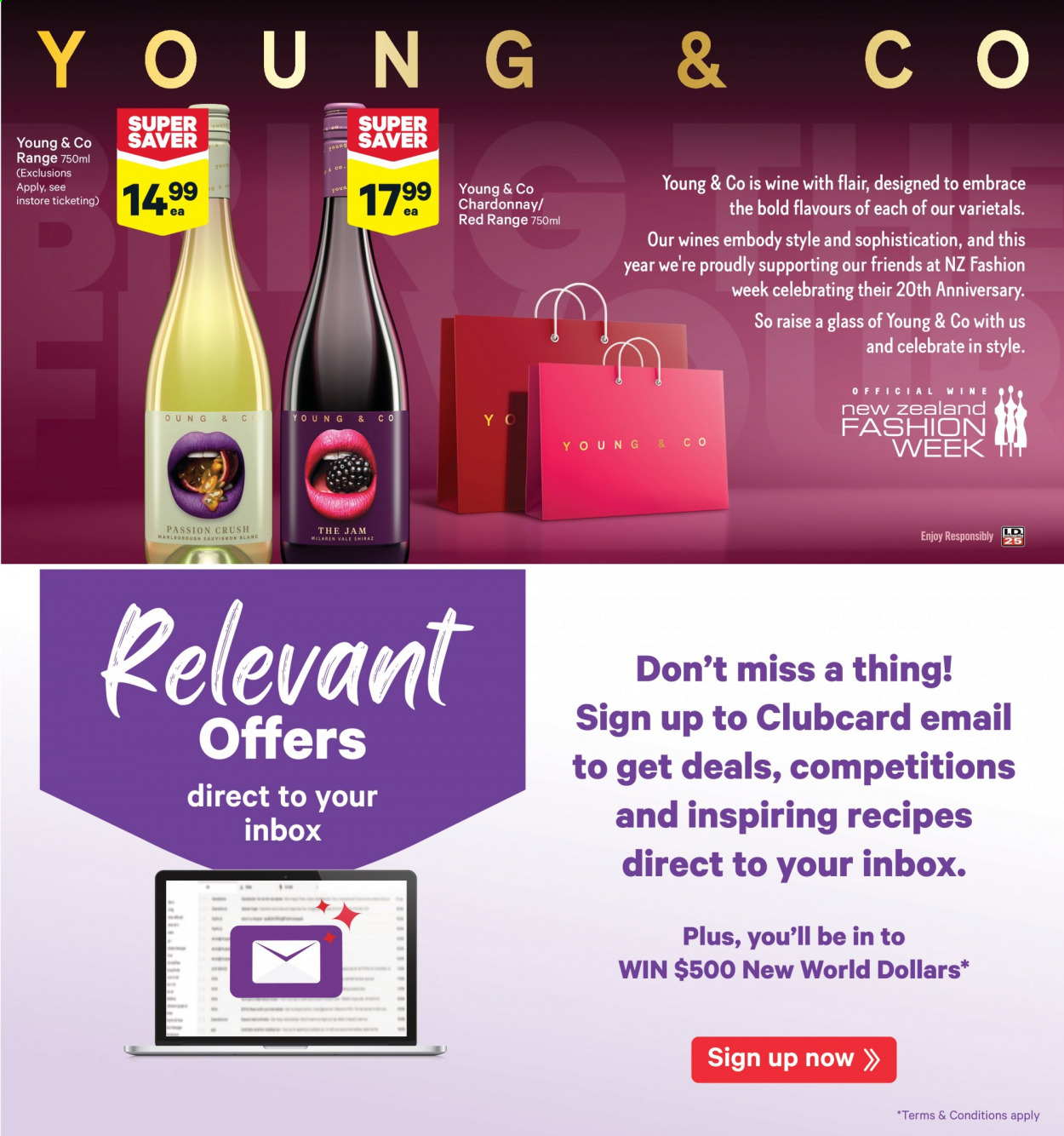 thumbnail - New World mailer - 05.07.2021 - 11.07.2021 - Sales products - fruit jam, red wine, white wine, Chardonnay, wine, Young & Co, Shiraz, Sauvignon Blanc. Page 29.