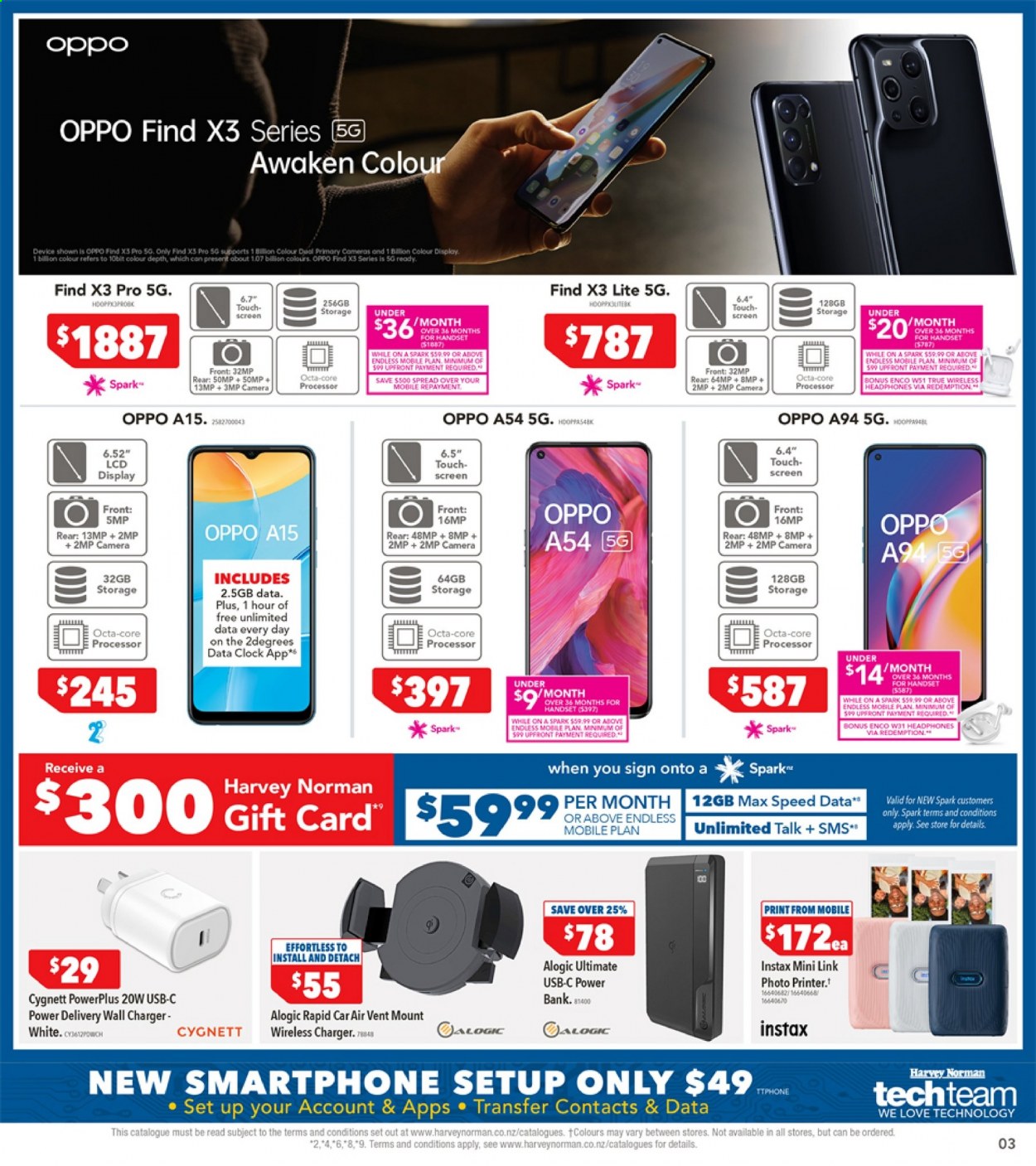 thumbnail - Harvey Norman mailer - 06.07.2021 - 19.07.2021 - Sales products - Oppo, smartphone, power bank, wireless charger, wall charger, camera, wireless headphones, headphones, printer. Page 3.