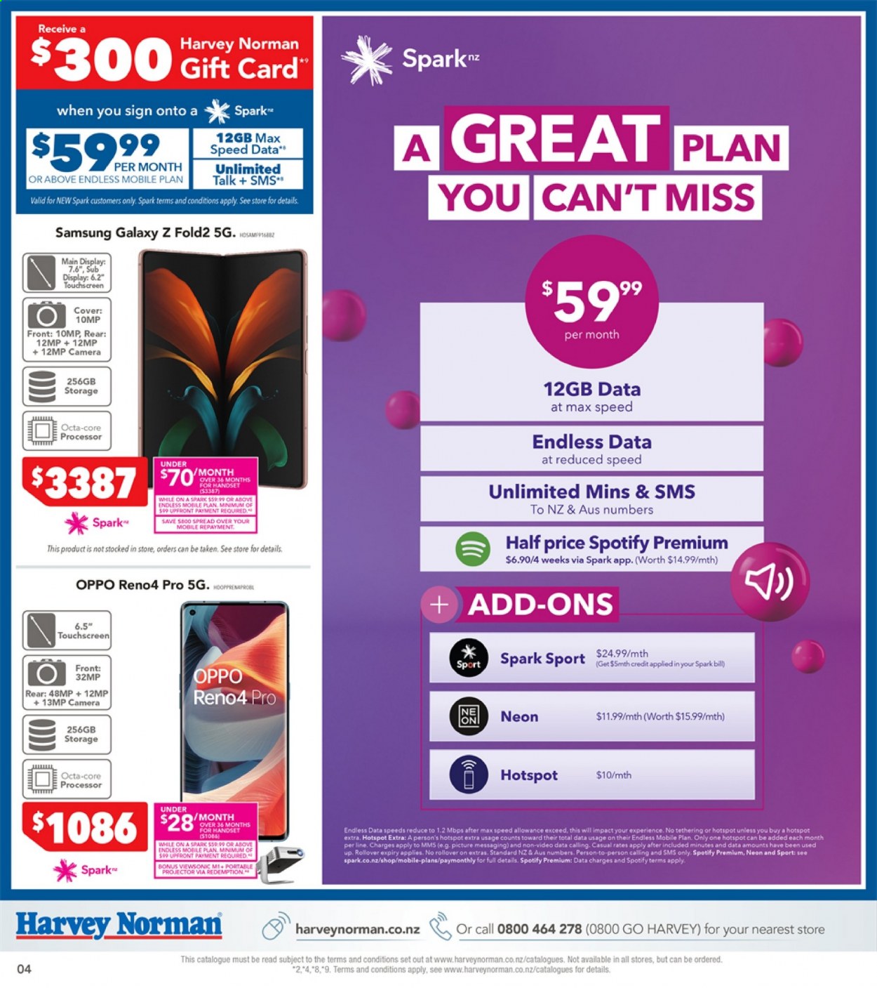 thumbnail - Harvey Norman mailer - 06.07.2021 - 19.07.2021 - Sales products - Samsung Galaxy, Samsung, Oppo, Samsung Galaxy Z, Samsung Galaxy Z Fold2, camera, projector. Page 4.