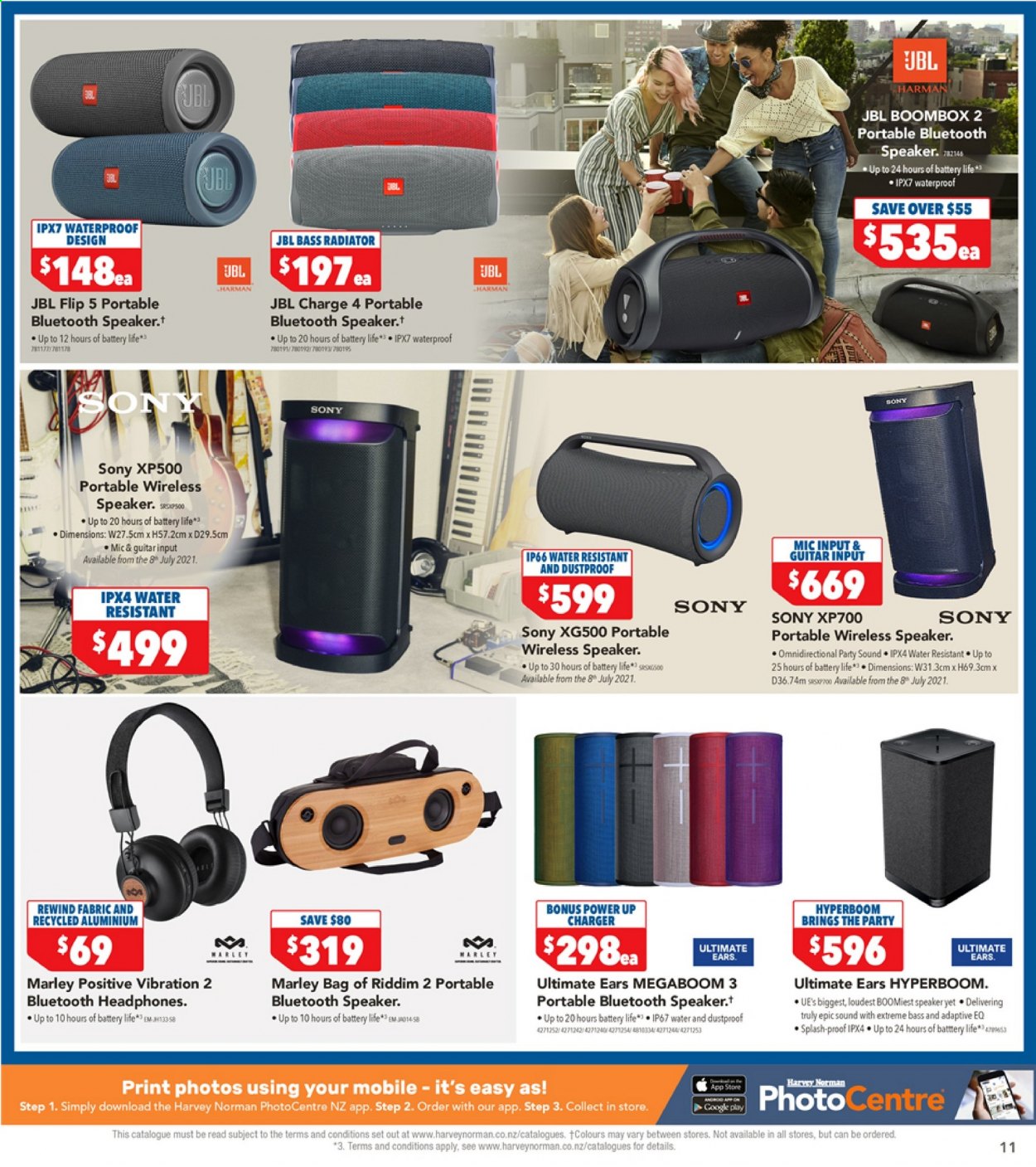thumbnail - Harvey Norman mailer - 06.07.2021 - 19.07.2021 - Sales products - Sony, Ultimate Ears, speaker, JBL, bluetooth speaker, headphones. Page 11.