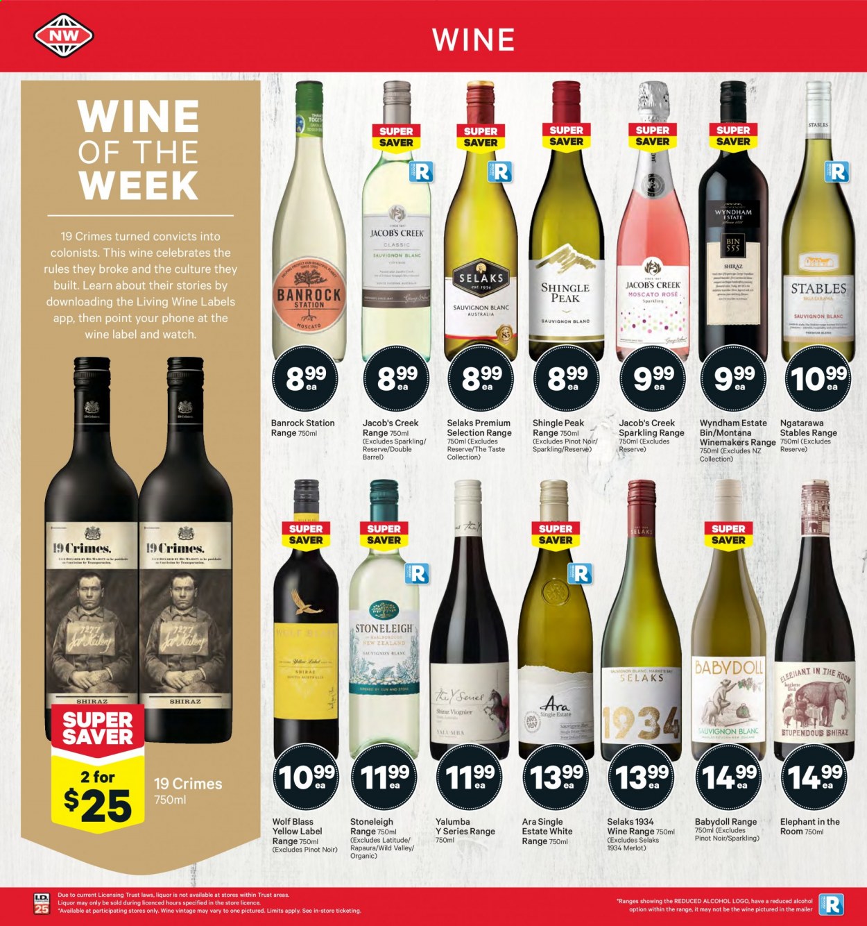 thumbnail - New World mailer - 12.07.2021 - 18.07.2021 - Sales products - red wine, wine, Merlot, Pinot Noir, alcohol, Jacob's Creek. Page 32.