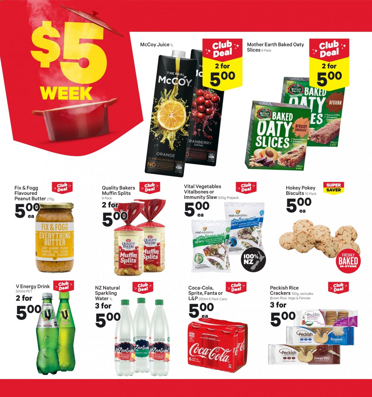 thumbnail - New World mailer - 12.07.2021 - 18.07.2021 - Sales products - muffin, pumpkin, oranges, chocolate, crackers, biscuit, Mother Earth, rice crackers, vinegar, peanut butter, Coca-Cola, Sprite, juice, fruit juice, energy drink, Fanta, fruit drink, L&P, sparkling water. Page 2.