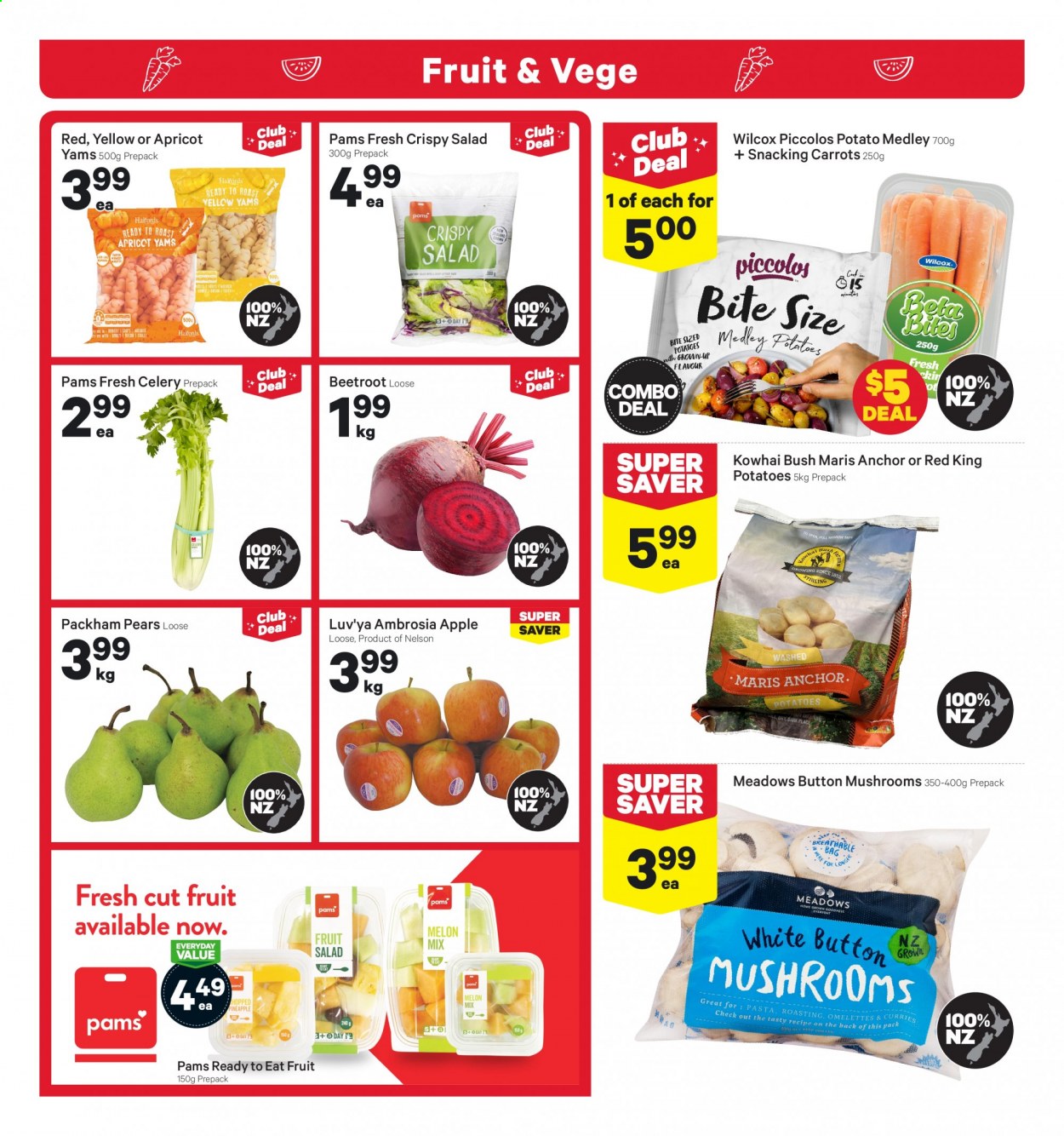 thumbnail - New World mailer - 12.07.2021 - 18.07.2021 - Sales products - mushrooms, carrots, celery, potatoes, salad, pineapple, pears, melons, pasta, Anchor, fruit salad. Page 8.
