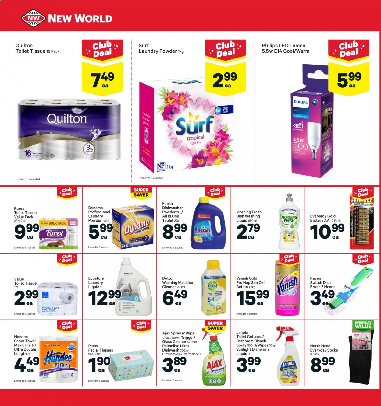 thumbnail - New World mailer - 19.07.2021 - 25.07.2021 - Sales products - wipes, Dettol, toilet paper, Handee, Quilton, paper towels, Palmolive, facial tissues, bleach. Page 32.