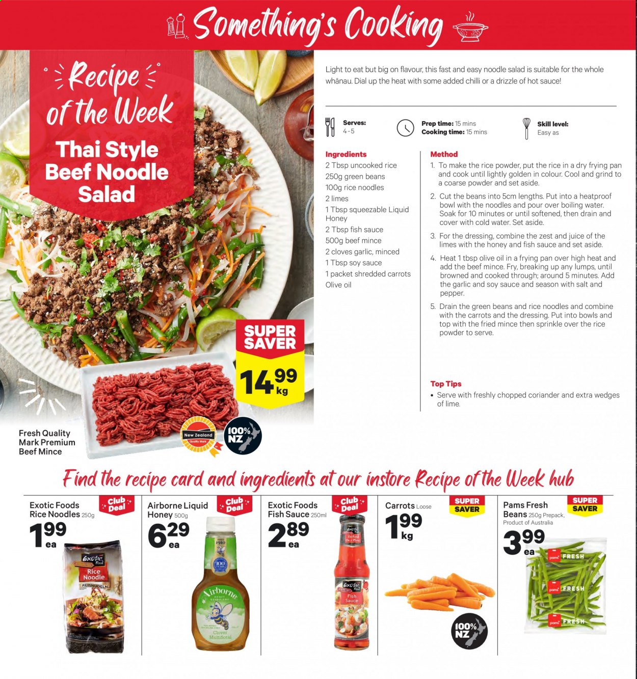 thumbnail - New World mailer - 19.07.2021 - 25.07.2021 - Sales products - garlic, green beans, noodles, rice flour, rice vermicelli, pepper, cloves, coriander, fish sauce, soy sauce, hot sauce, dressing, honey, beef meat, Dial. Page 2.
