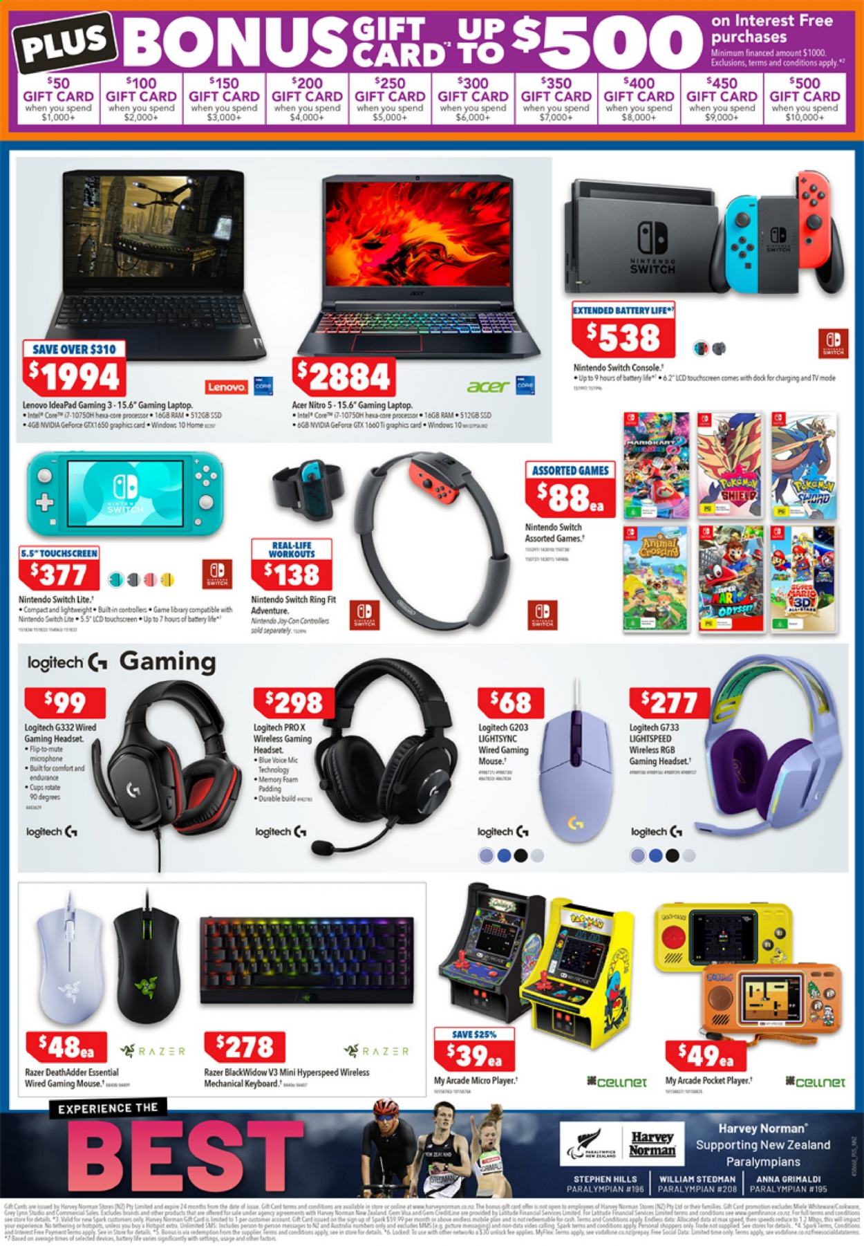 thumbnail - Harvey Norman mailer - 17.07.2021 - 22.07.2021 - Sales products - gaming mouse, Razer, gaming headset, Nintendo Switch, Intel, Acer, Lenovo, laptop, gaming laptop, Logitech, mouse, keyboard, microphone, headset, Miele. Page 5.
