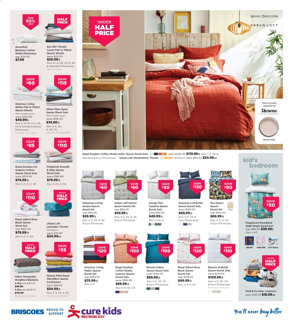 thumbnail - Briscoes mailer - 24.07.2021 - 01.08.2021 - Sales products - cushion, blanket, duvet, comforter, pillowcase, queen sheet. Page 6.