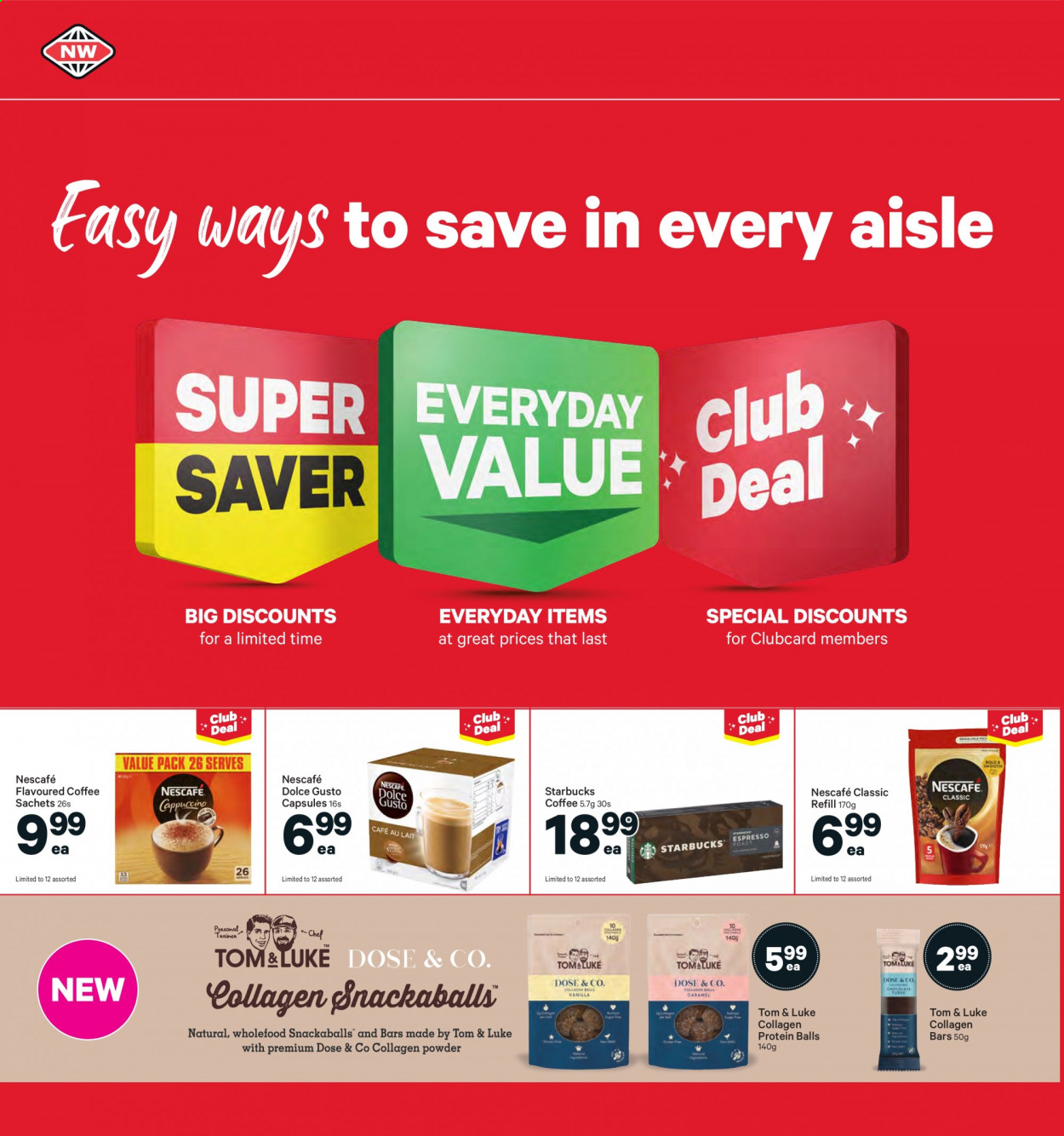 thumbnail - New World mailer - 26.07.2021 - 01.08.2021 - Sales products - coffee, Nescafé, Dolce Gusto, Starbucks. Page 12.
