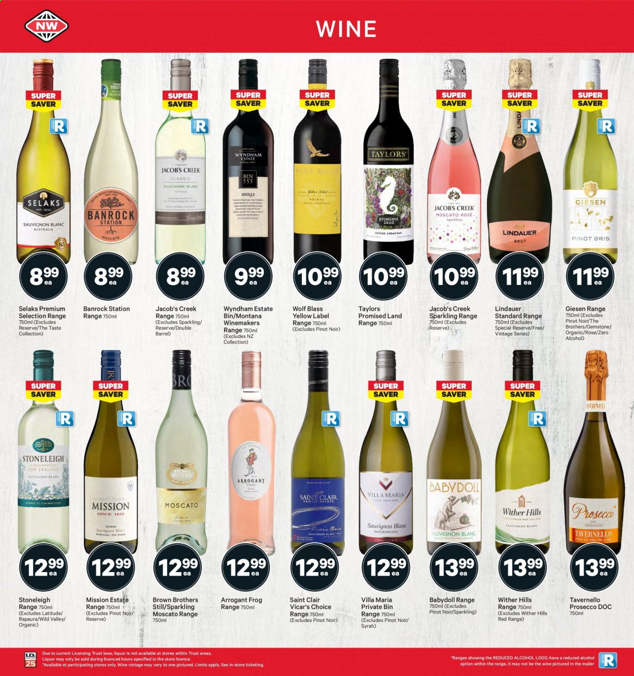 thumbnail - New World mailer - 26.07.2021 - 01.08.2021 - Sales products - red wine, sparkling wine, prosecco, wine, Pinot Noir, Lindauer, alcohol, Wither Hills, Syrah, Moscato, Jacob's Creek, Tavernello, rosé wine, BROTHERS. Page 32.