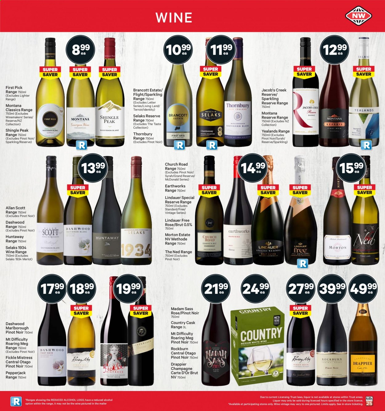thumbnail - New World mailer - 02.08.2021 - 08.08.2021 - Sales products - Pepper Jack cheese, red wine, sparkling wine, champagne, wine, Merlot, Pinot Noir, Lindauer, alcohol, Syrah, Jacob's Creek, rosé wine, Scott, Brut. Page 31.