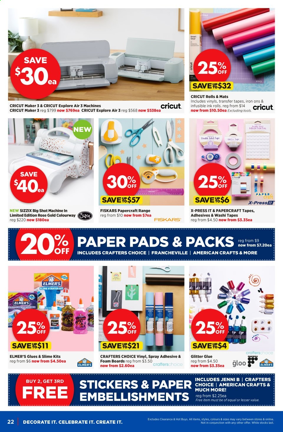 thumbnail - Spotlight mailer - 04.08.2021 - 15.08.2021 - Sales products - Fiskars, glitter, sticker, glue, paper, sketch pad, Slime, rose. Page 22.