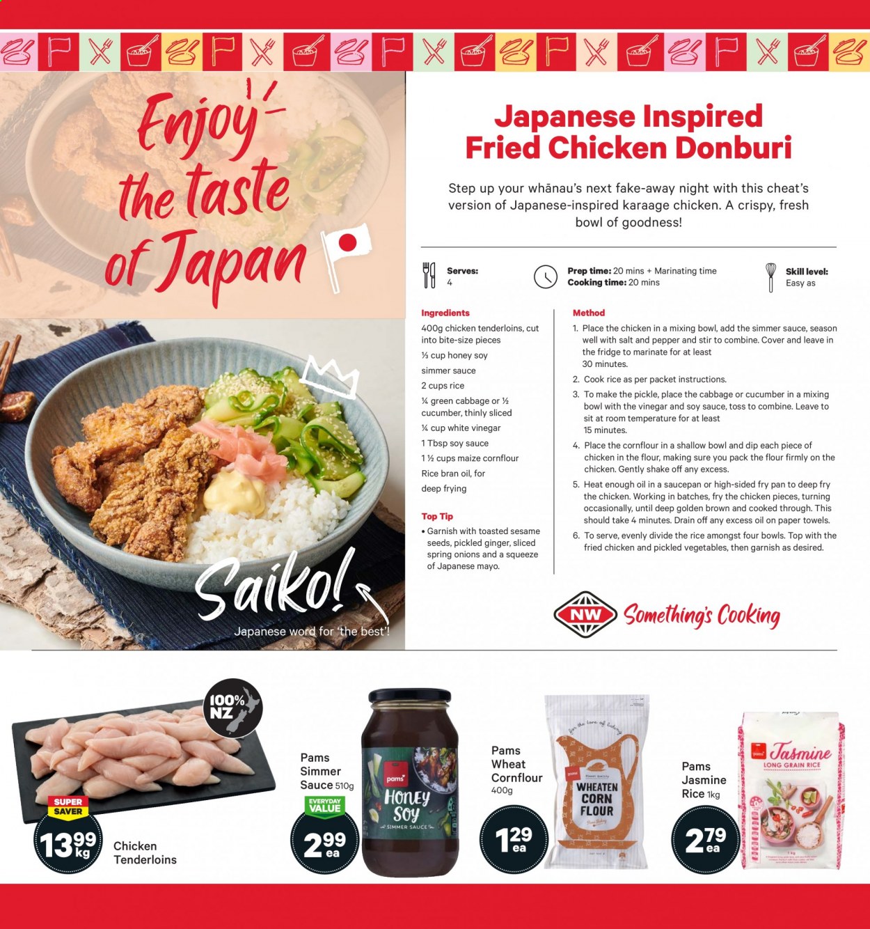 thumbnail - New World mailer - 09.08.2021 - 15.08.2021 - Sales products - ginger, onion, fried chicken, shake, mayonnaise, flour, corn flour, jasmine rice, pepper, soy sauce, vinegar, rais oil, honey, kitchen towels, Sure. Page 4.