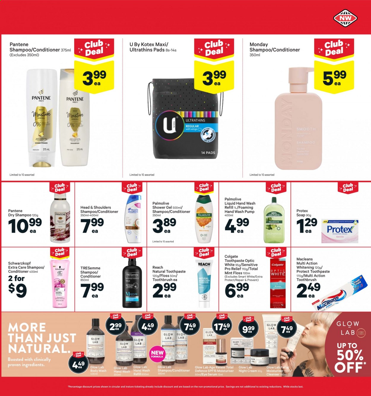 thumbnail - New World mailer - 09.08.2021 - 15.08.2021 - Sales products - body wash, shampoo, shower gel, Schwarzkopf, hand wash, Palmolive, Protex, soap, Colgate, toothbrush, toothpaste, Kotex, cleanser, serum, night cream, conditioner, TRESemmé, Head & Shoulders, Pantene. Page 25.