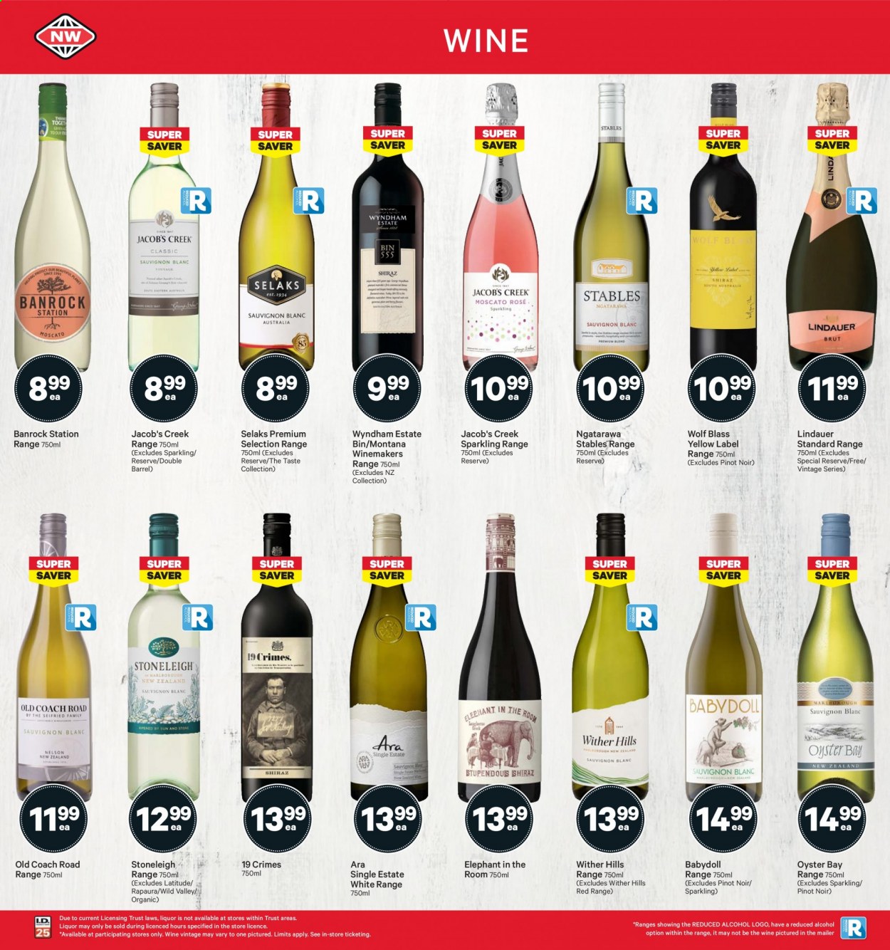thumbnail - New World mailer - 09.08.2021 - 15.08.2021 - Sales products - oysters, red wine, sparkling wine, wine, Pinot Noir, Lindauer, alcohol, Wither Hills, Jacob's Creek. Page 30.