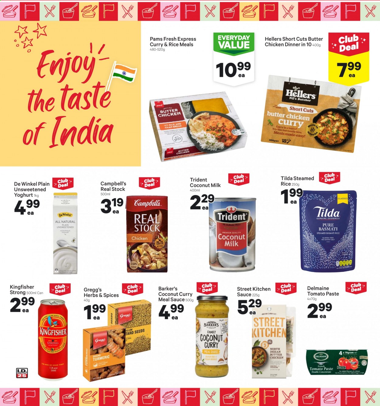 thumbnail - New World mailer - 16.08.2021 - 22.08.2021 - Sales products - bread, Campbell's, sauce, Delmaine, yoghurt, Trident, coconut milk, tomato paste, basmati rice, turmeric, spice, herbs. Page 3.
