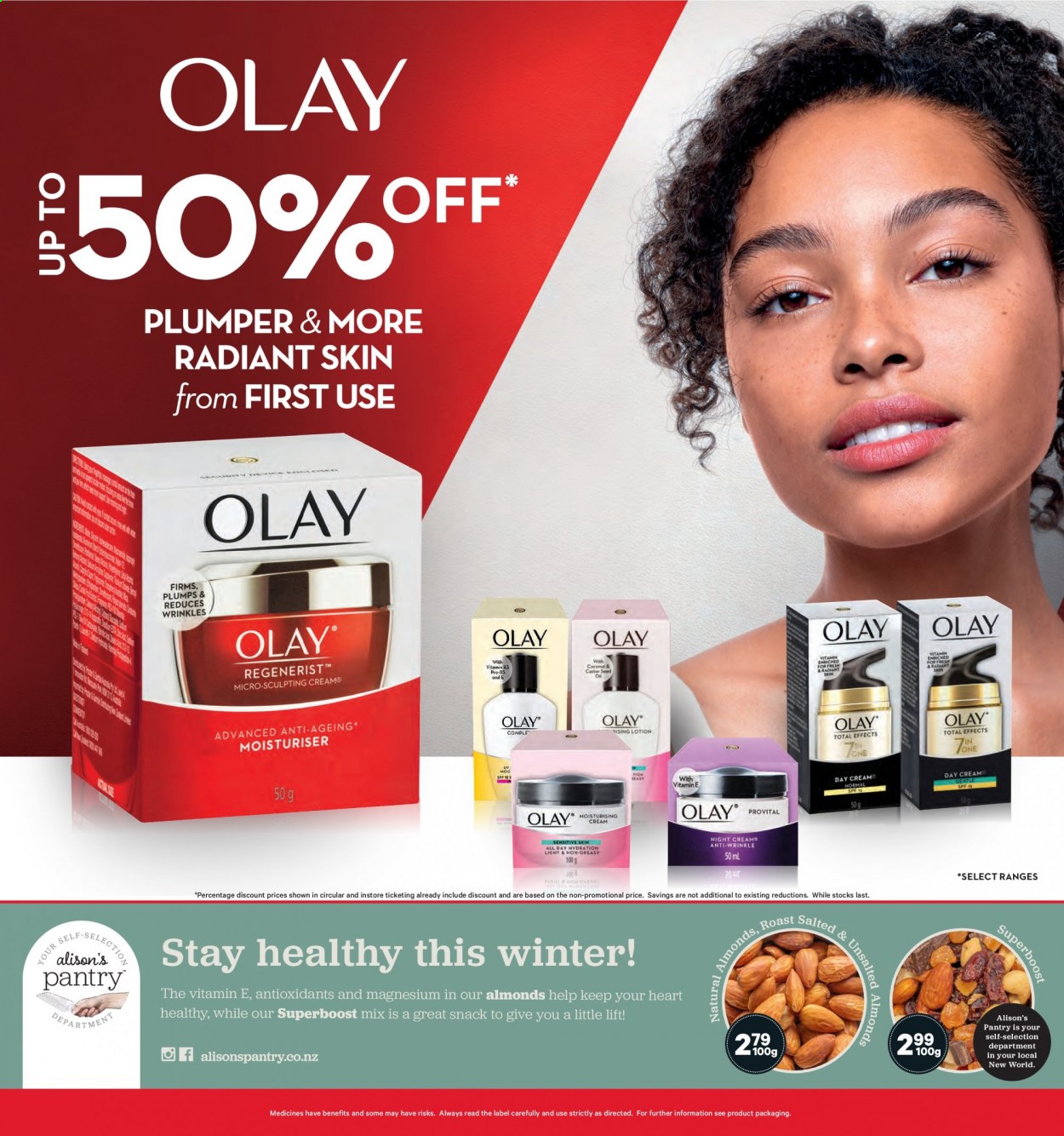 thumbnail - New World mailer - 16.08.2021 - 22.08.2021 - Sales products - coconut, snack, almonds, day cream, Olay, body lotion, magnesium. Page 30.