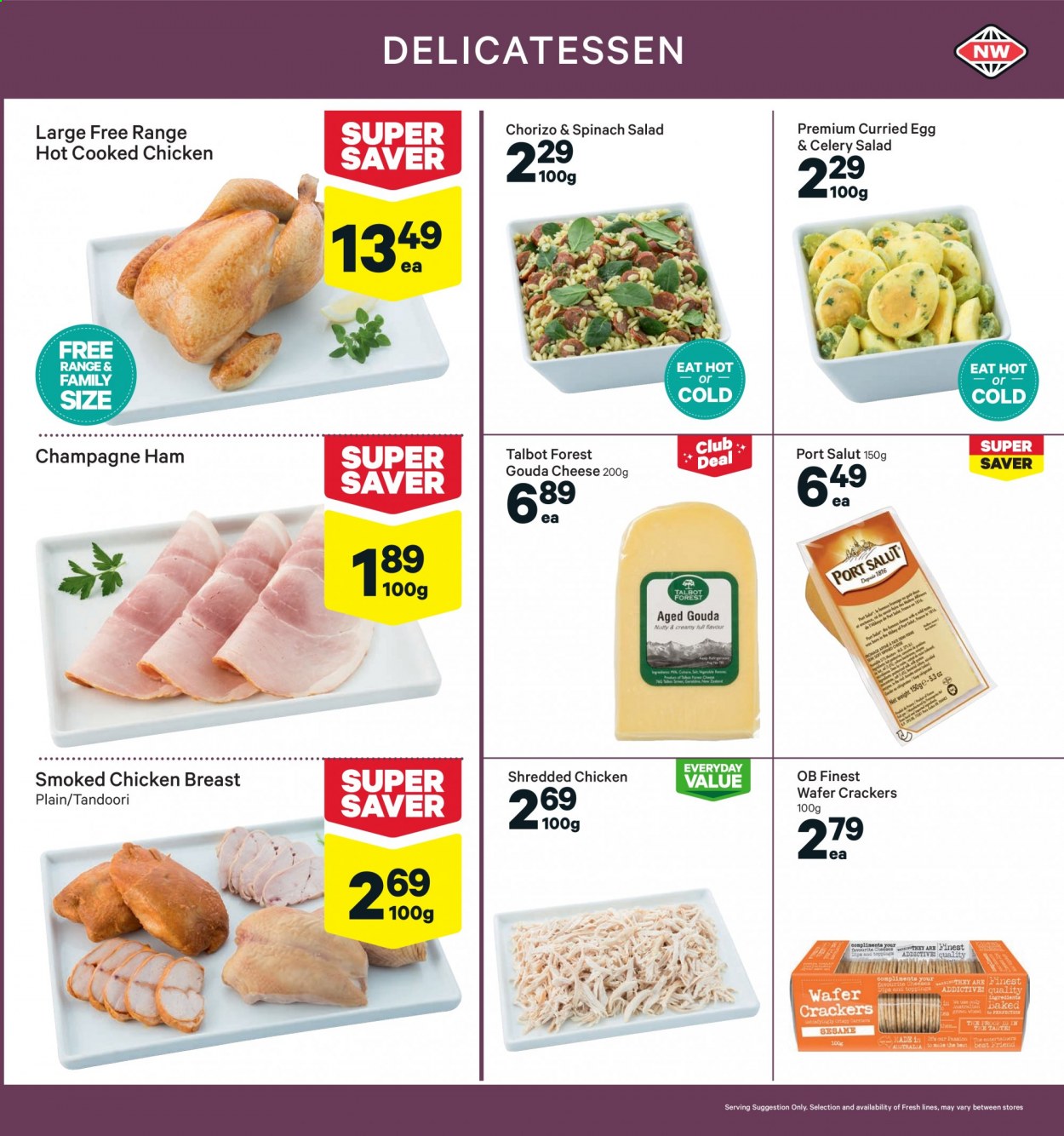 thumbnail - New World mailer - 23.08.2021 - 29.08.2021 - Sales products - ham, chorizo, gouda, cheese, Talbot Forest Cheese, eggs, wafers, crackers, champagne, chicken breasts. Page 9.