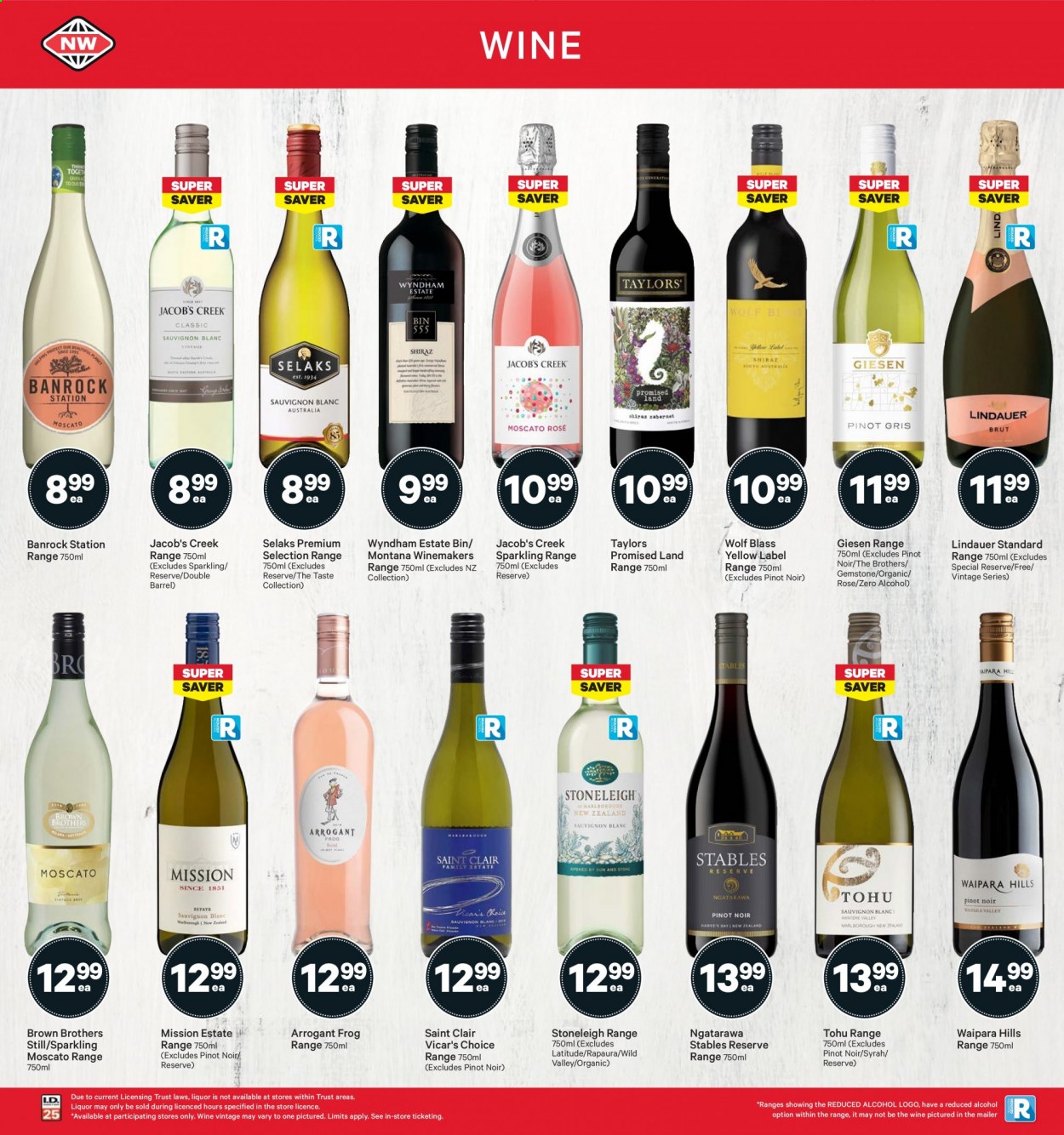 thumbnail - New World mailer - 23.08.2021 - 29.08.2021 - Sales products - red wine, sparkling wine, wine, Pinot Noir, Lindauer, alcohol, Syrah, Moscato, Jacob's Creek, rosé wine, BROTHERS. Page 30.