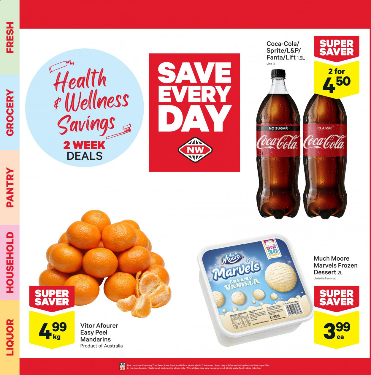 thumbnail - New World mailer - 06.09.2021 - 12.09.2021 - Sales products - mandarines, Much Moore, Coca-Cola, Sprite, Fanta, L&P, wine. Page 2.